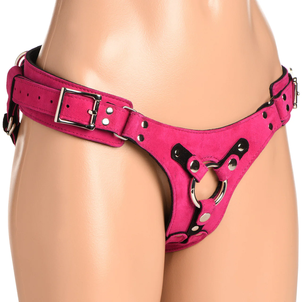 Strap U Bodice Deluxe Leather Corset Strap On Harness - Pink - Image 2
