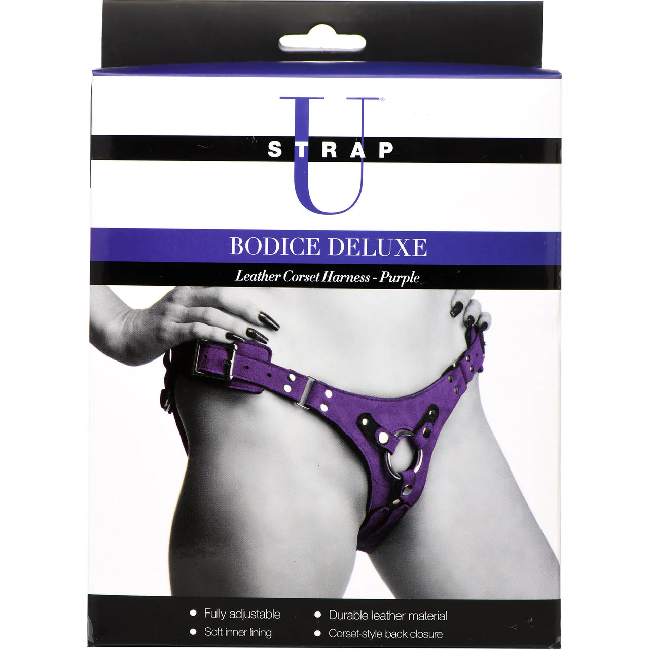 Strap U Bodice Deluxe Leather Corset Strap On Harness - Purple - Image 10