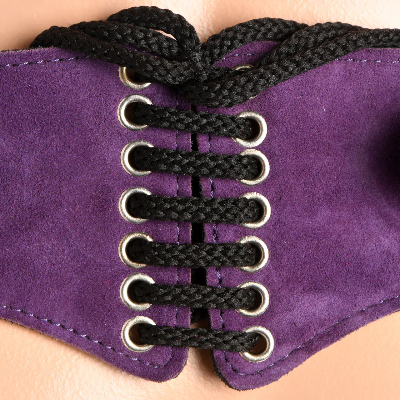 Strap U Bodice Deluxe Leather Corset Strap On Harness - Purple - Image 5