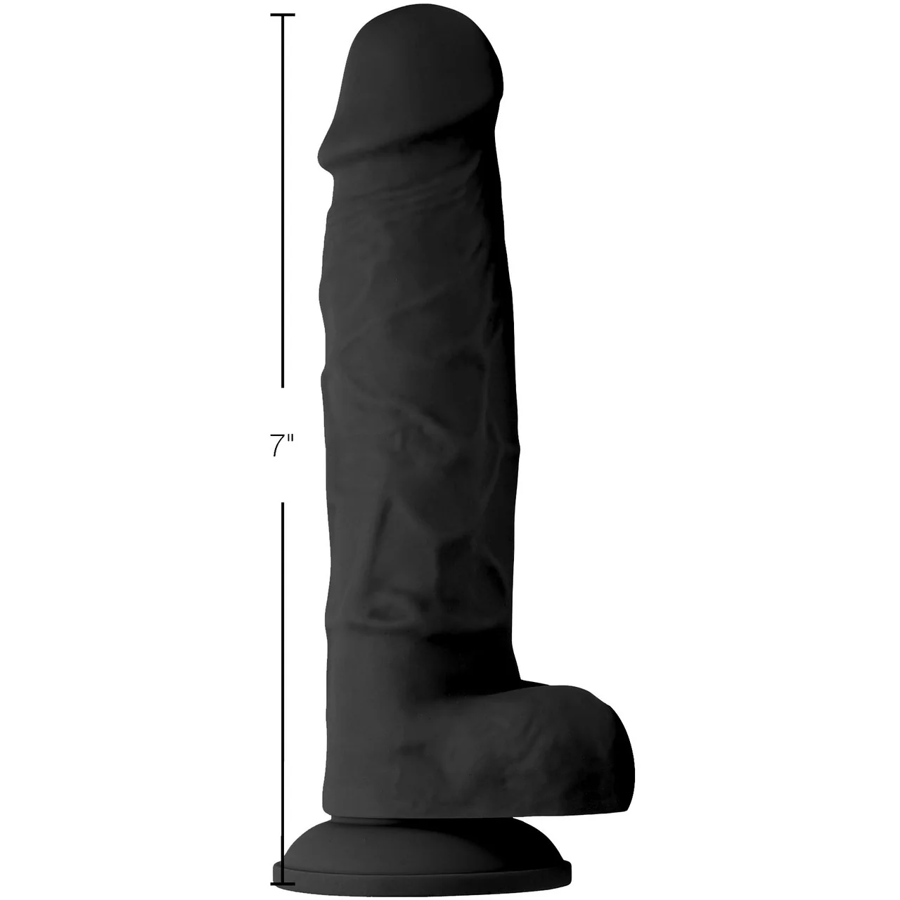 Strap U Power Pecker 7" Silicone Suction Cup Dildo With Balls - Black - Image 11