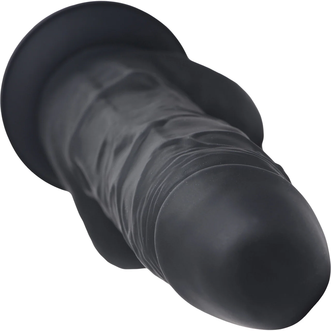 Strap U Power Pecker 7" Silicone Suction Cup Dildo With Balls - Black - Image 6