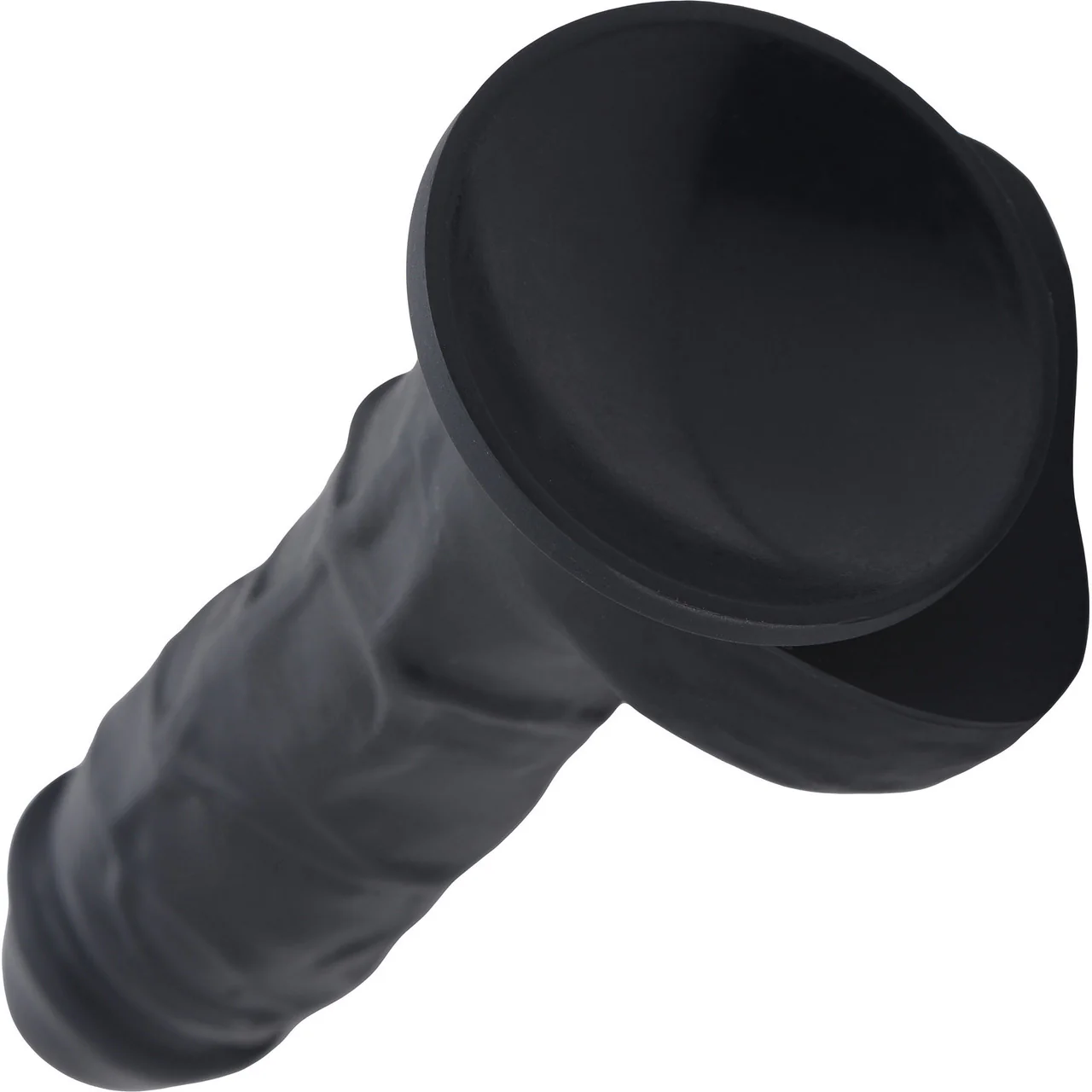 Strap U Power Pecker 7" Silicone Suction Cup Dildo With Balls - Black - Image 7