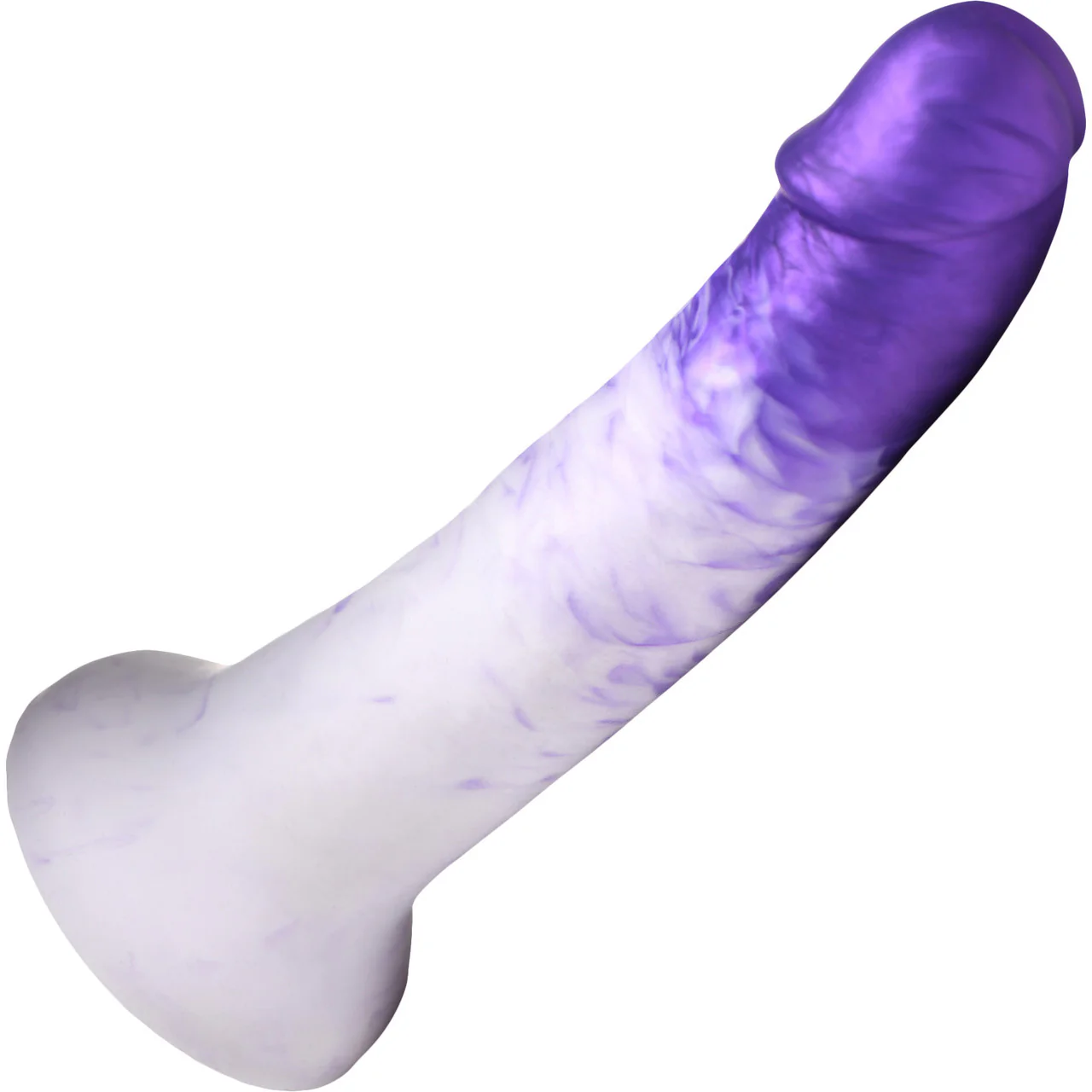 Strap U Real Swirl Realistic 6.9" Silicone Suction Cup Dildo - Purple & White - Image 3