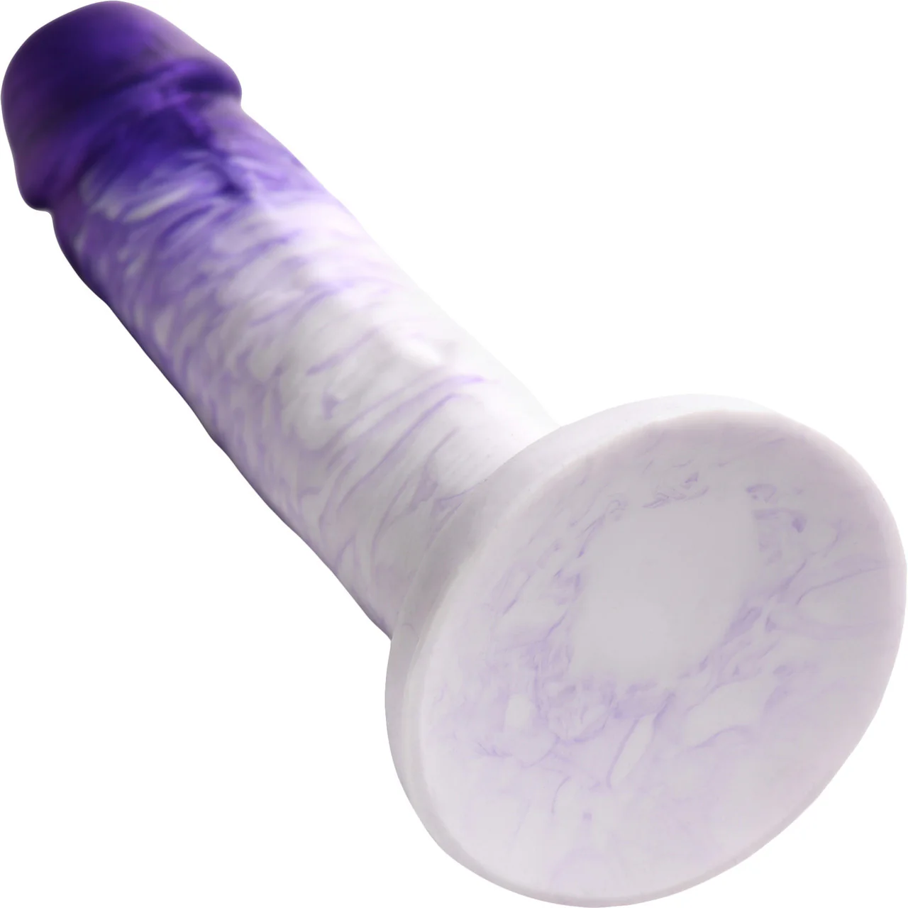 Strap U Real Swirl Realistic 6.9" Silicone Suction Cup Dildo - Purple & White - Image 4
