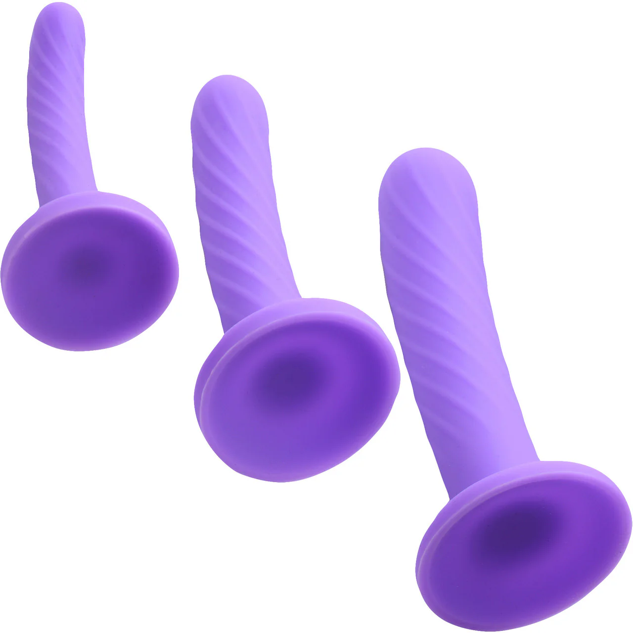 Strap U Tri-Play Silicone Suction Cup Dildo 3-Piece Set - Purple - Image 2