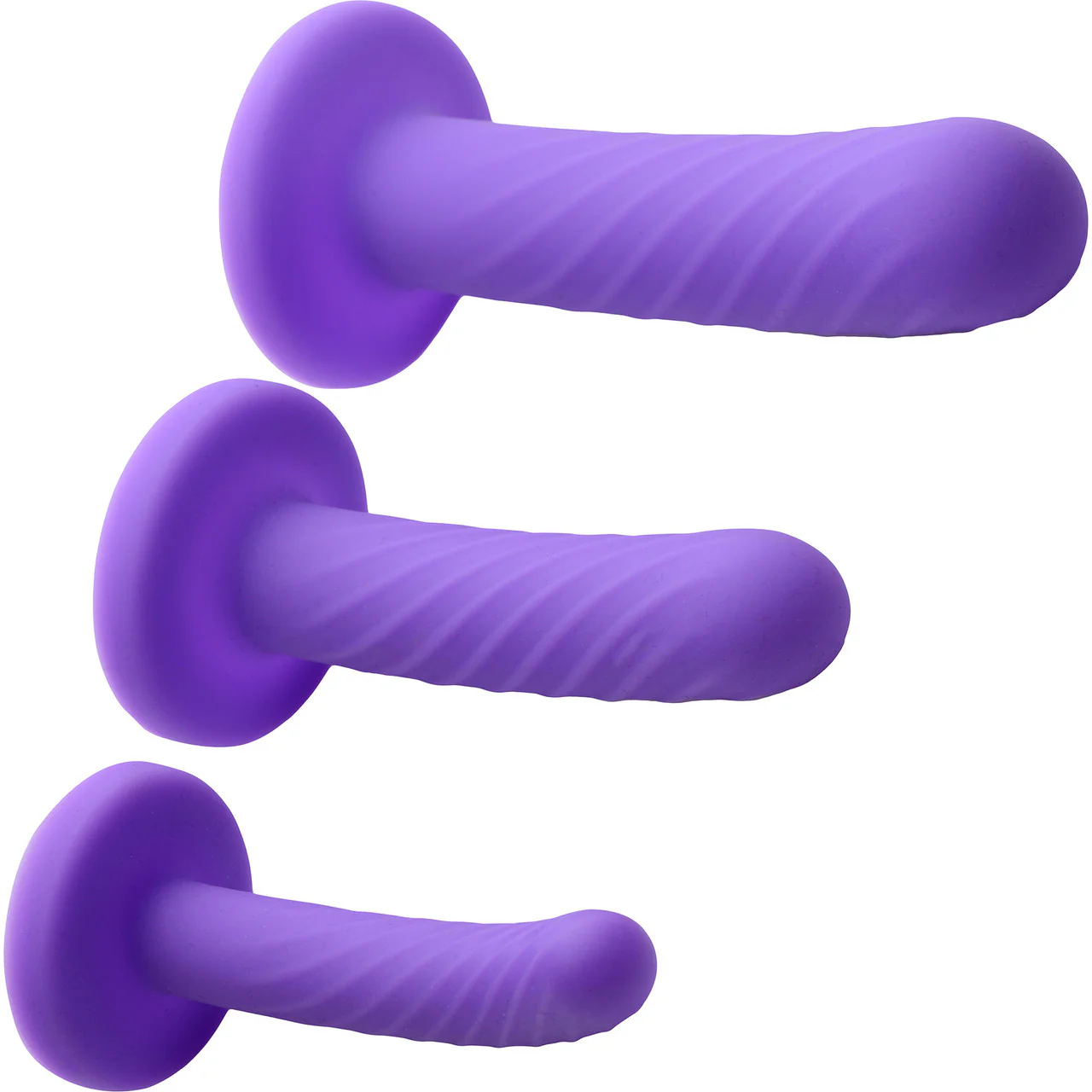 Strap U Tri-Play Silicone Suction Cup Dildo 3-Piece Set - Purple - Image 3
