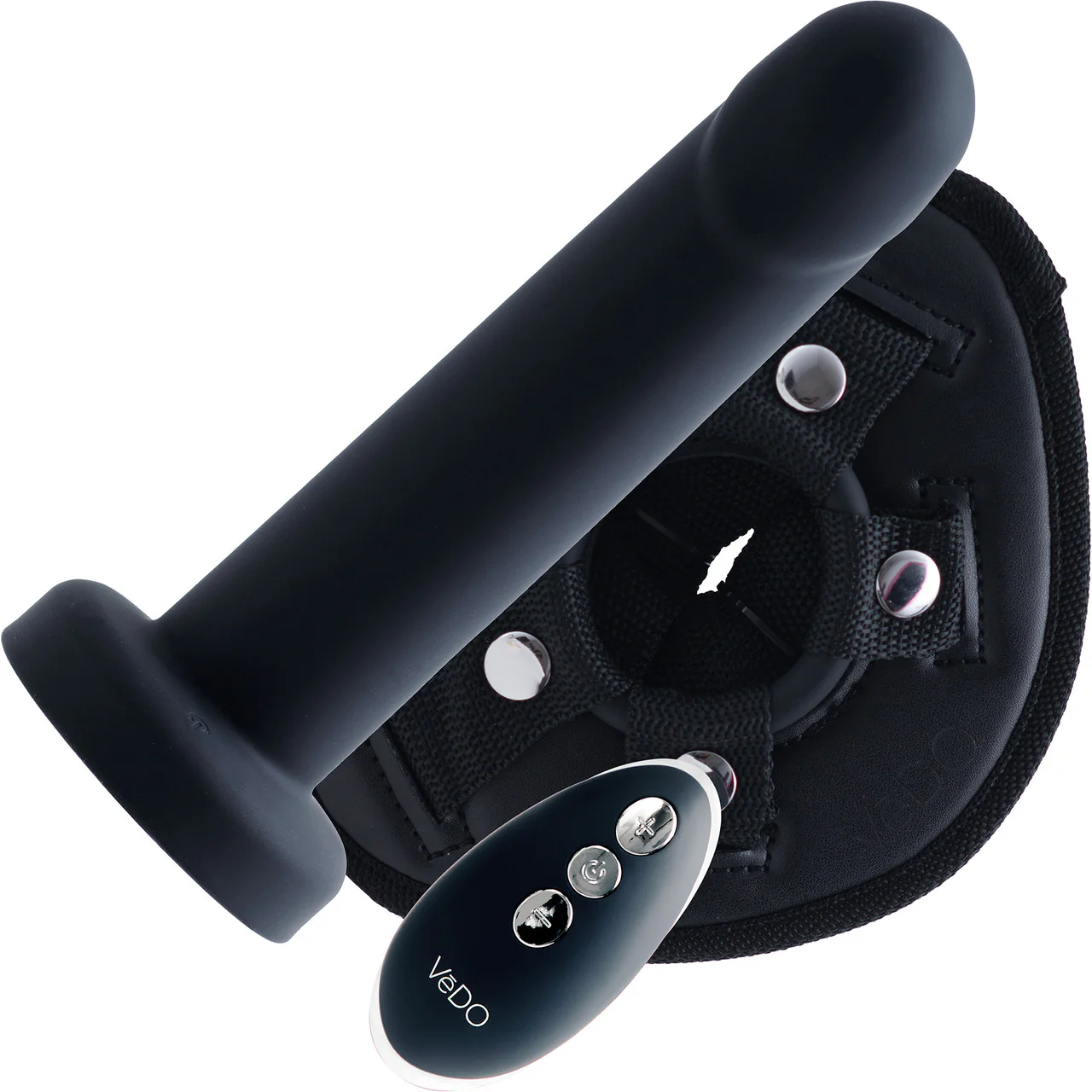 Strapped Silicone Rechargeable Vibrating Strap On With Remote Control By VeDO - Just Black - Image 3