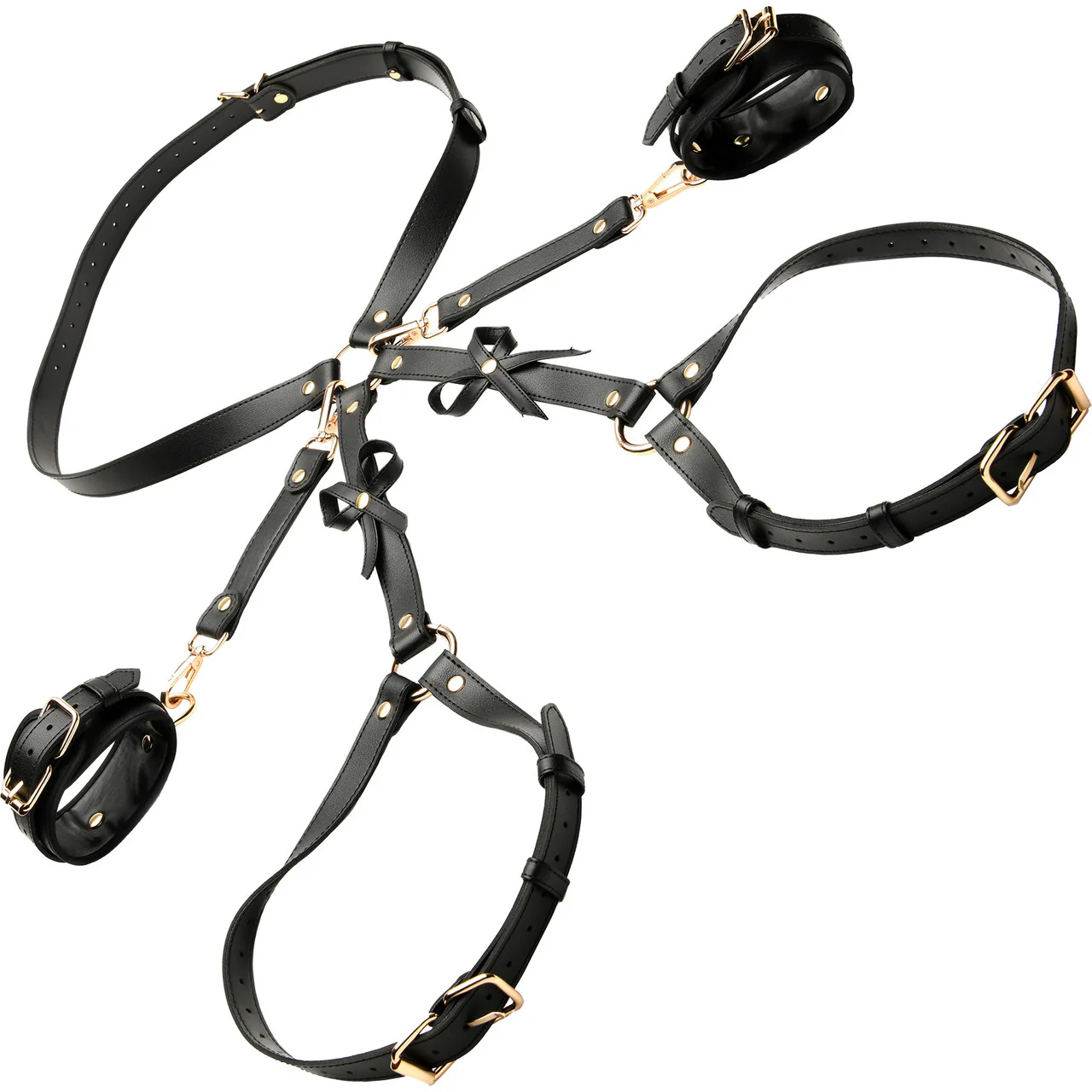 Strict Bondage Harness with Bows - X-Large / XX-Large, Black - Image 4