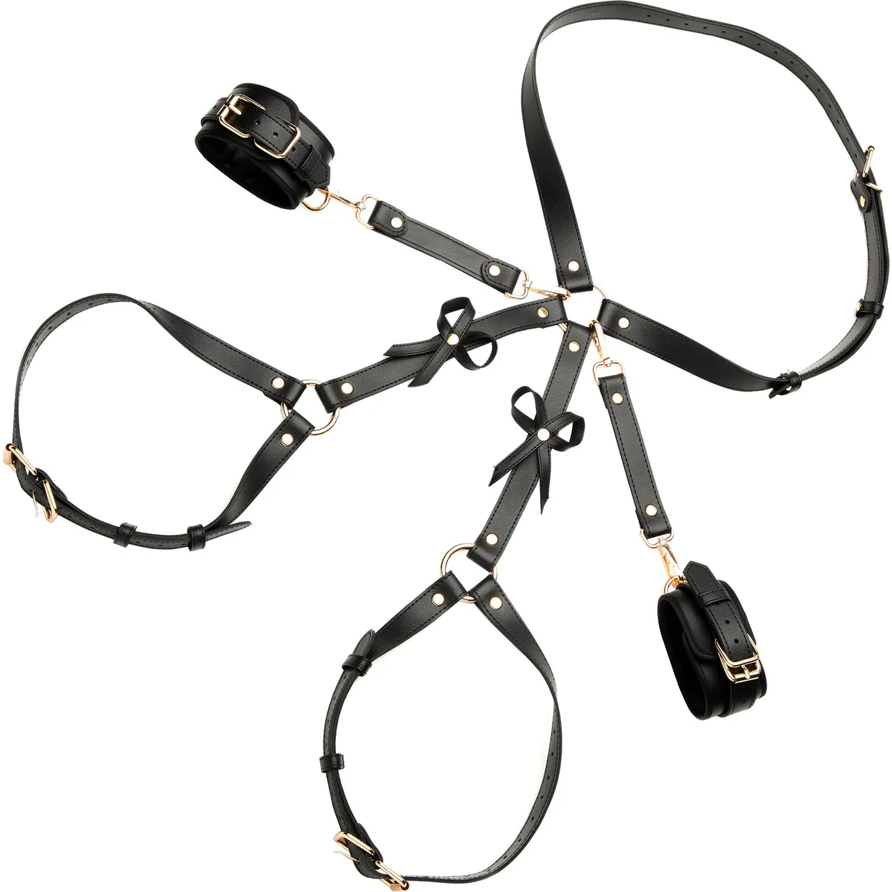 Strict Bondage Harness with Bows - X-Large / XX-Large, Black - Image 8