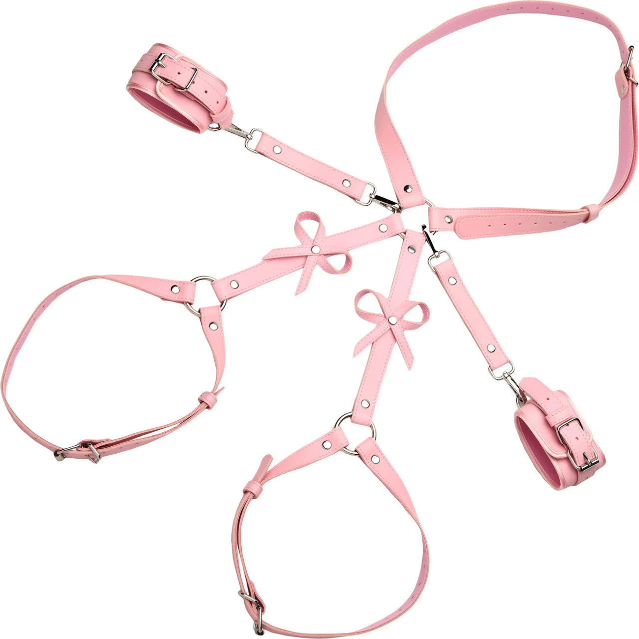 Strict Bondage Harness with Bows - X-Large / XX-Large, Pink - Image 8