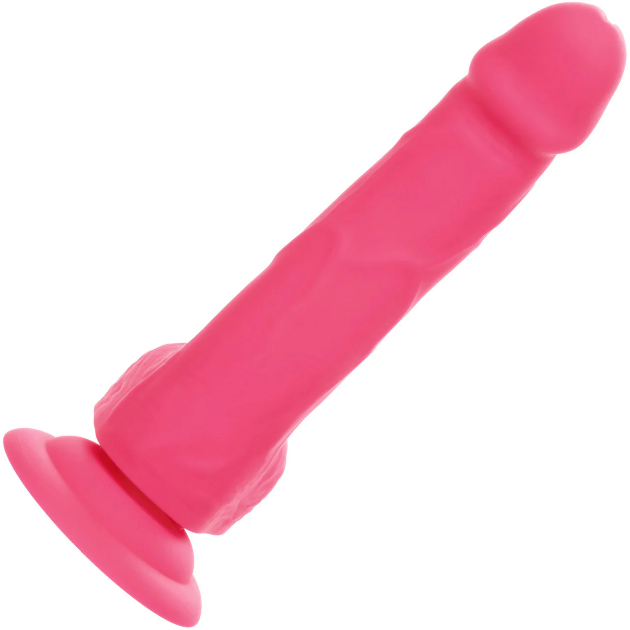 Neon Silicone Studs 6" Realistic Suction Cup Dildo With Balls By CalExotics - Pink - Image 3