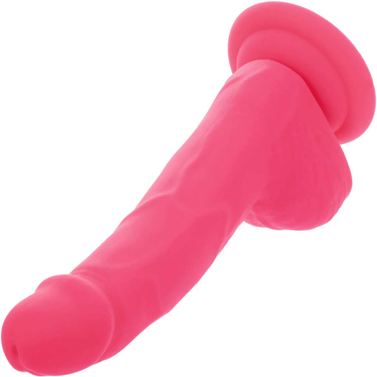 Neon Silicone Studs 6" Realistic Suction Cup Dildo With Balls By CalExotics - Pink - Image 5