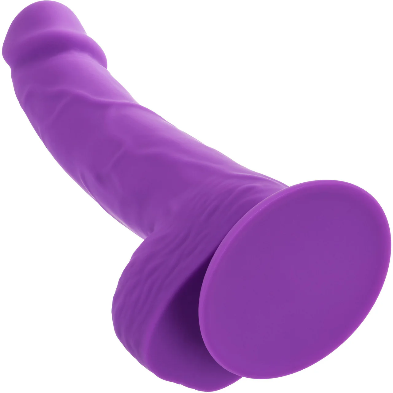 Neon Silicone Studs 6" Realistic Suction Cup Dildo With Balls By CalExotics - Purple - Image 4