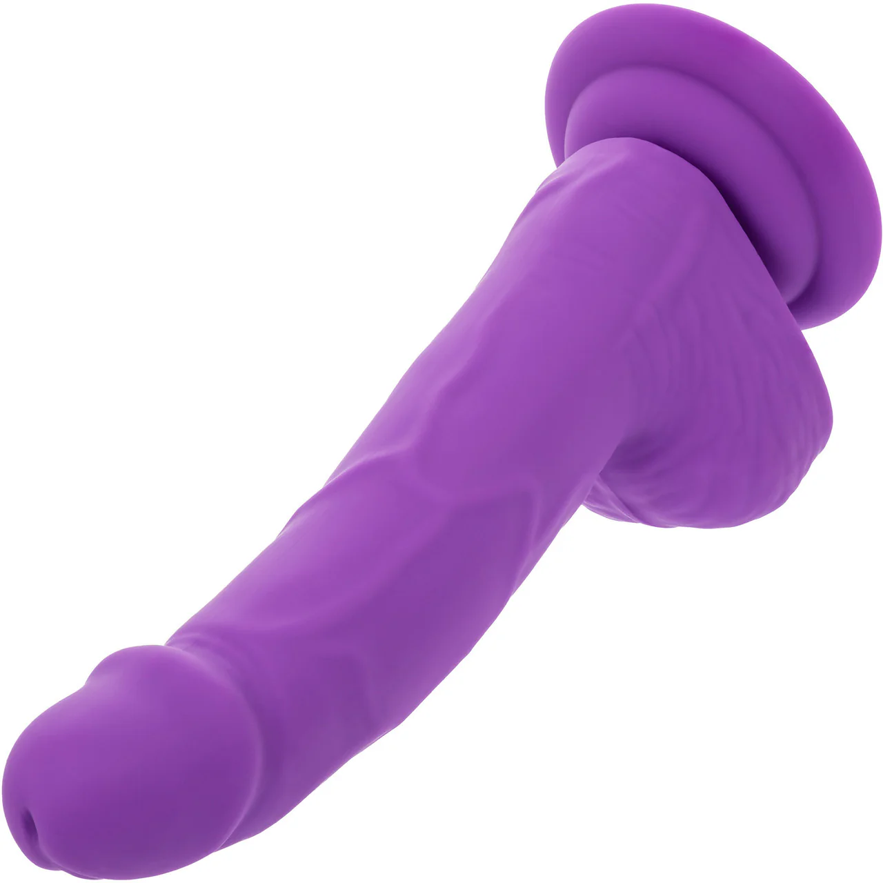 Neon Silicone Studs 6" Realistic Suction Cup Dildo With Balls By CalExotics - Purple - Image 5