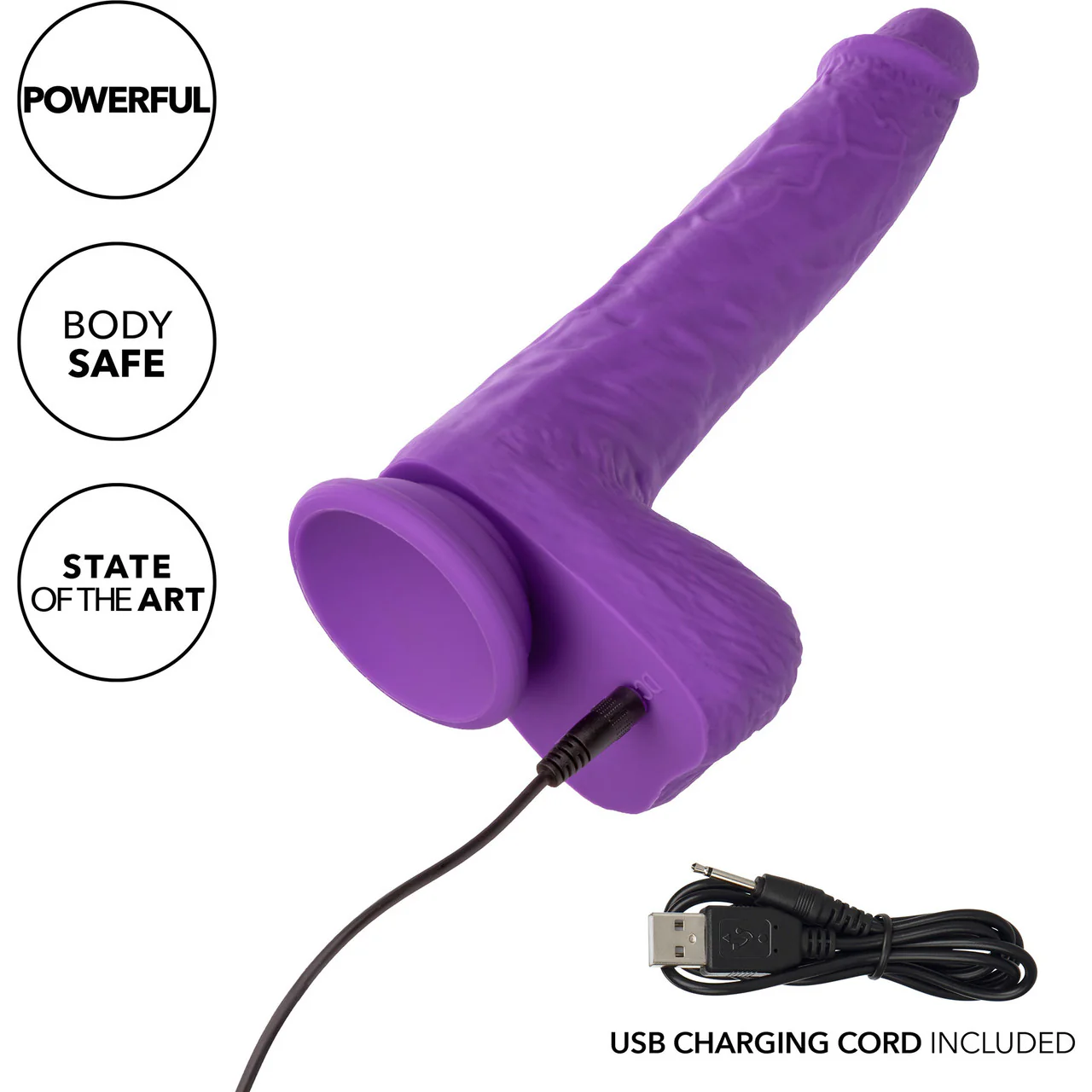 Studs 7" Rechargeable Gyrating & Thrusting Silicone Suction Cup Dildo With Balls By CalExotics - Purple - Image 6
