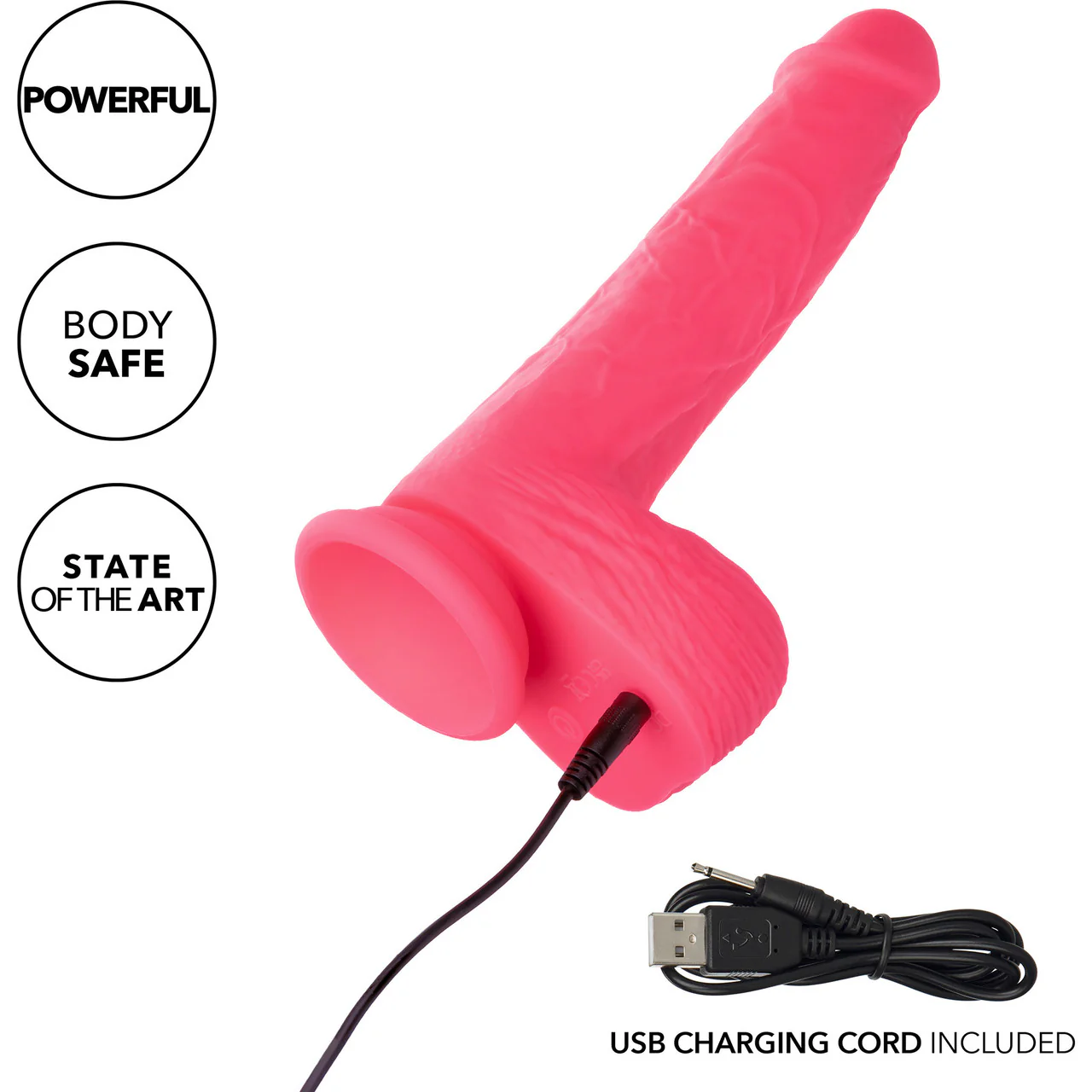 Studs 7" Rechargeable Rumbling & Thrusting Silicone Suction Cup Dildo With Balls By CalExotics - Pink - Image 6