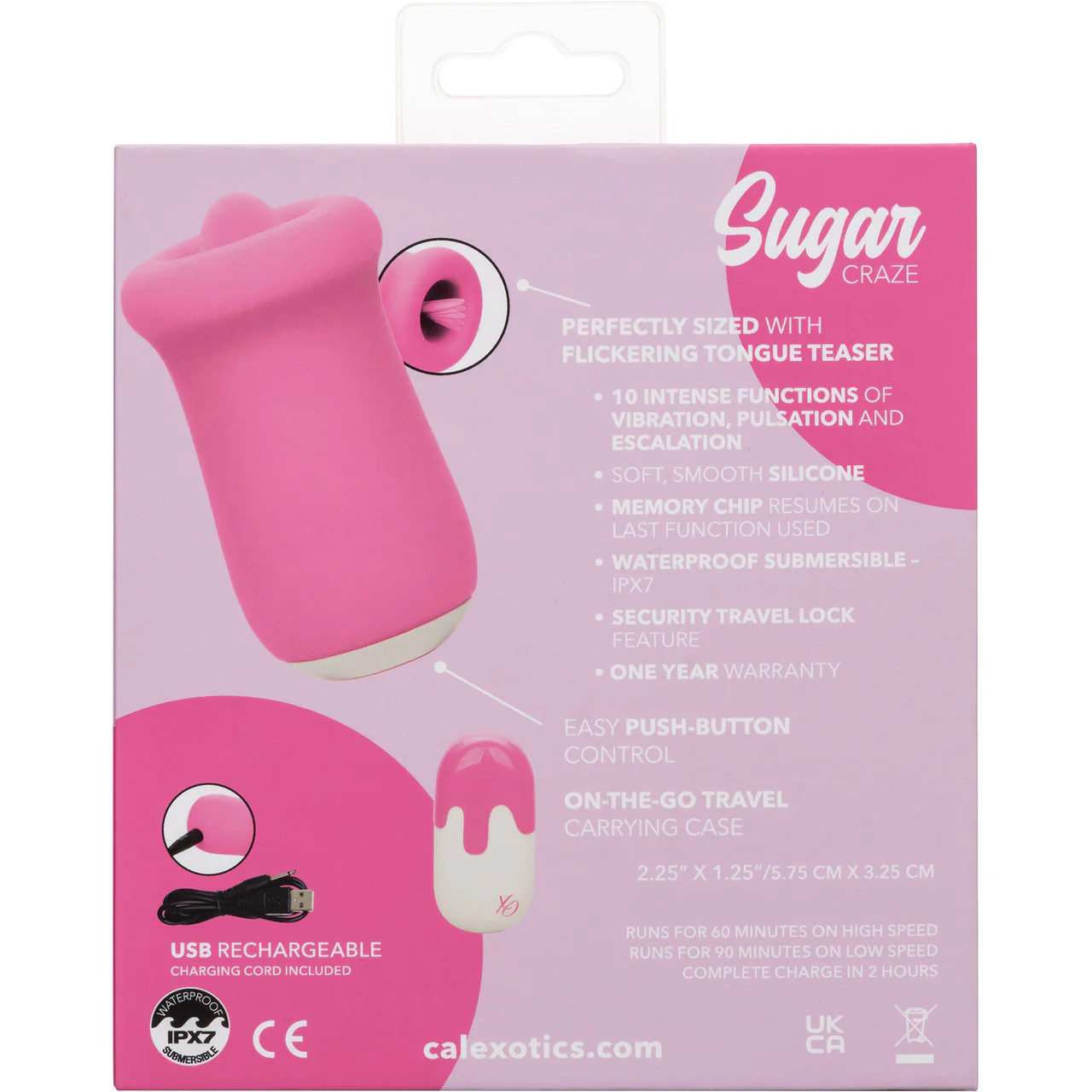 Sugar Craze Rechargeable Waterproof Silicone Flickering Clitoral Stimulator By CalExotics - Pink - Image 14