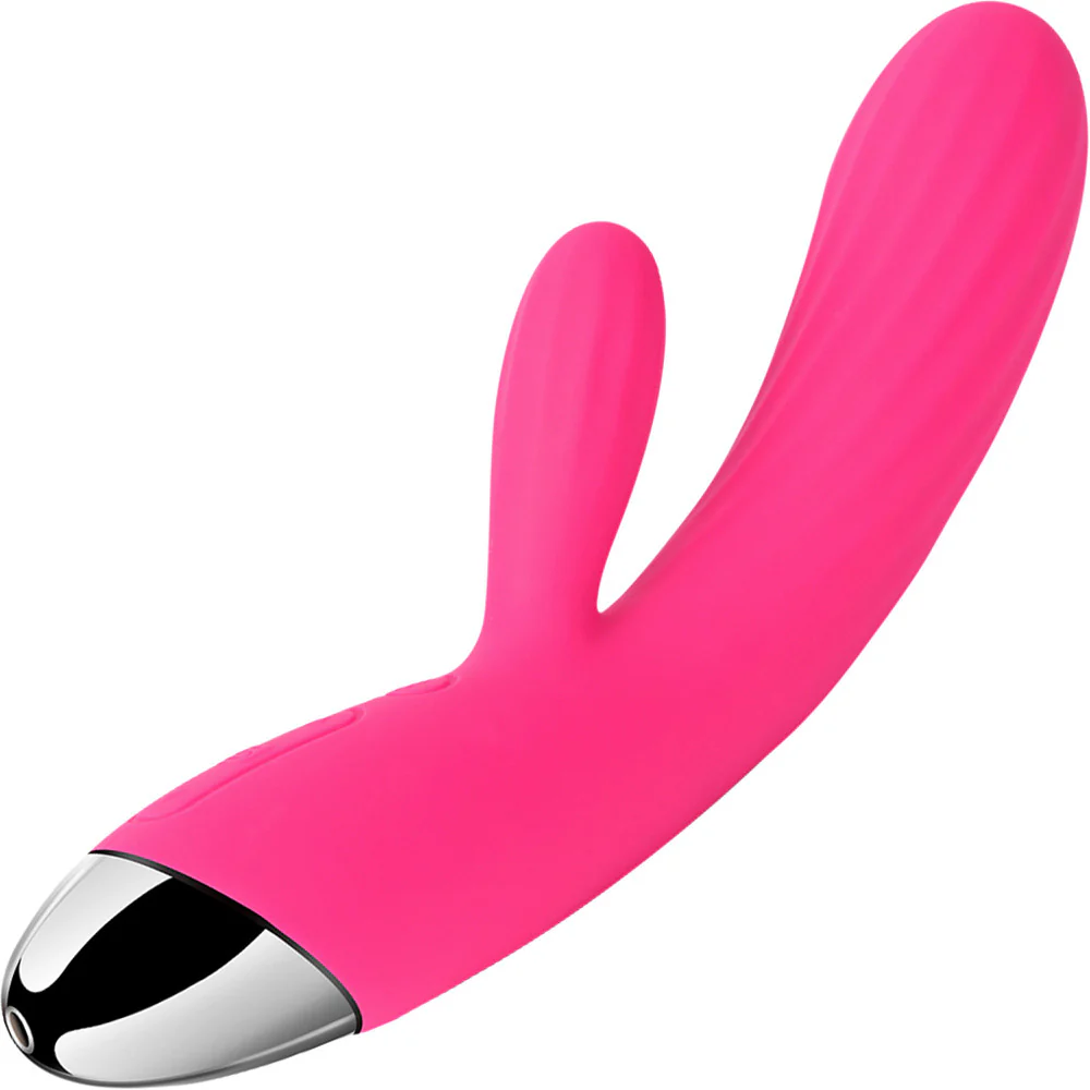 SVAKOM Angel Rechargeable Silicone Warming Dual Stimulation Vibrator - Pink - Image 3