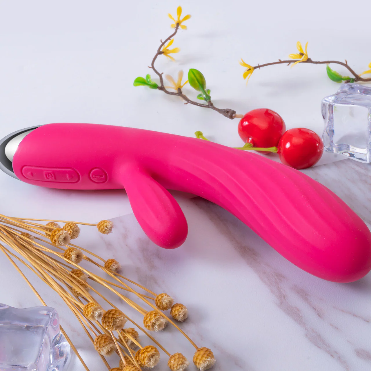 SVAKOM Angel Rechargeable Silicone Warming Dual Stimulation Vibrator - Pink - Image 6