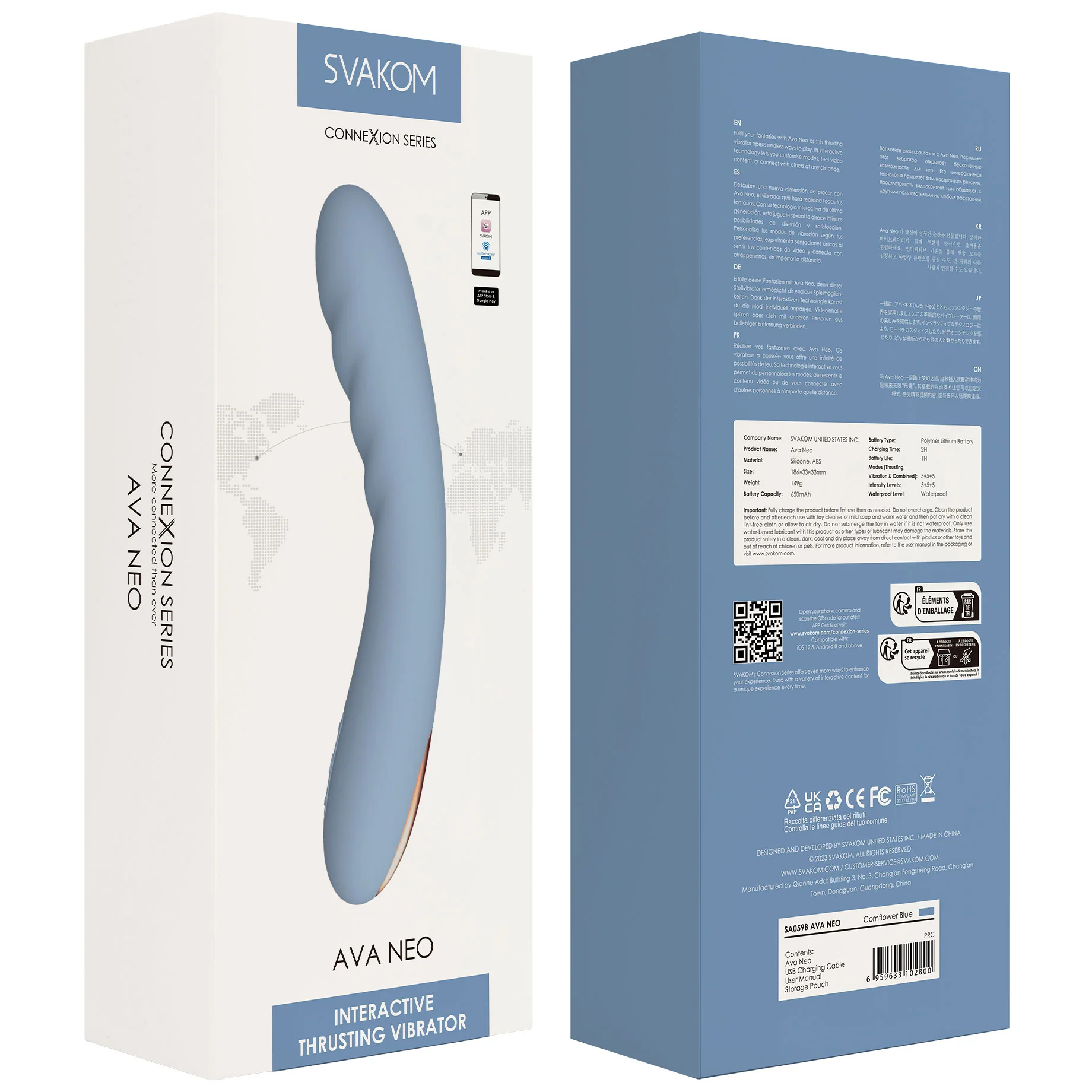 SVAKOM AVA NEO Waterproof Rechargeable Interactive Thrusting Silicone Vibrator - Image 14