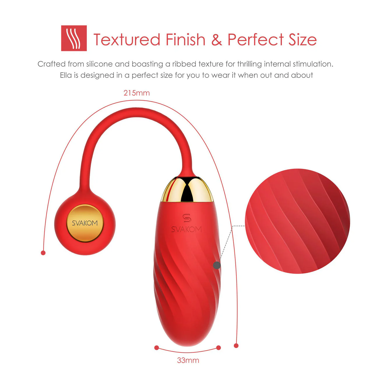 SVAKOM Ella Neo Rechargeable Interactive App Enabled Vibrating Silicone Bullet - Red - Image 6