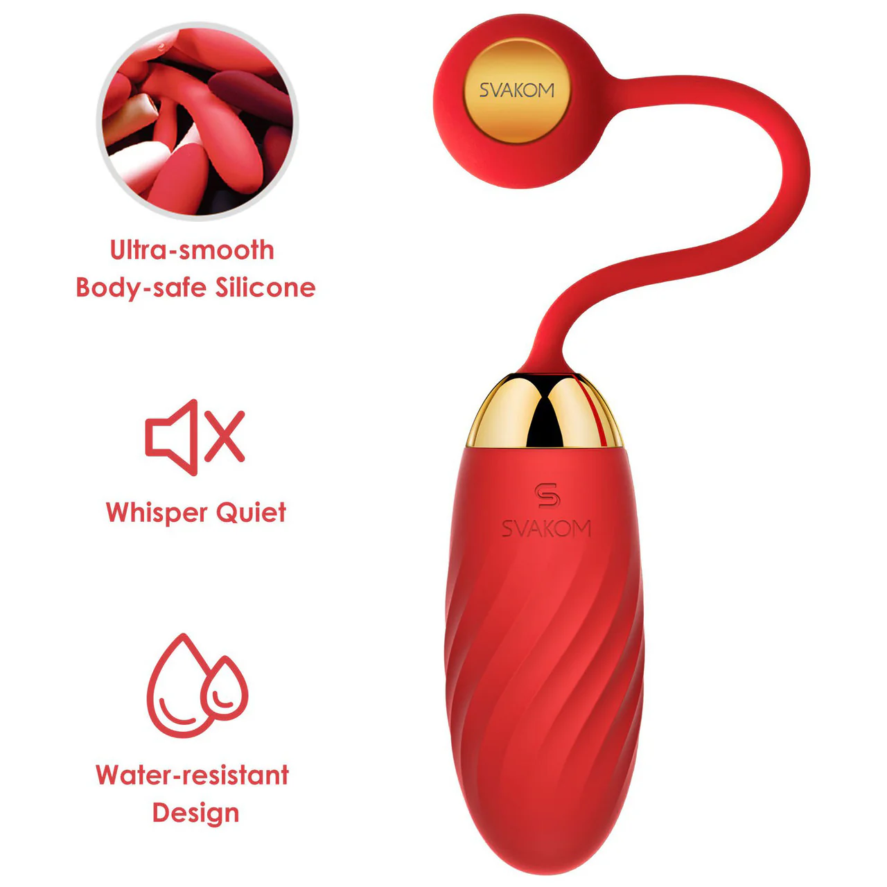 SVAKOM Ella Neo Rechargeable Interactive App Enabled Vibrating Silicone Bullet - Red - Image 9