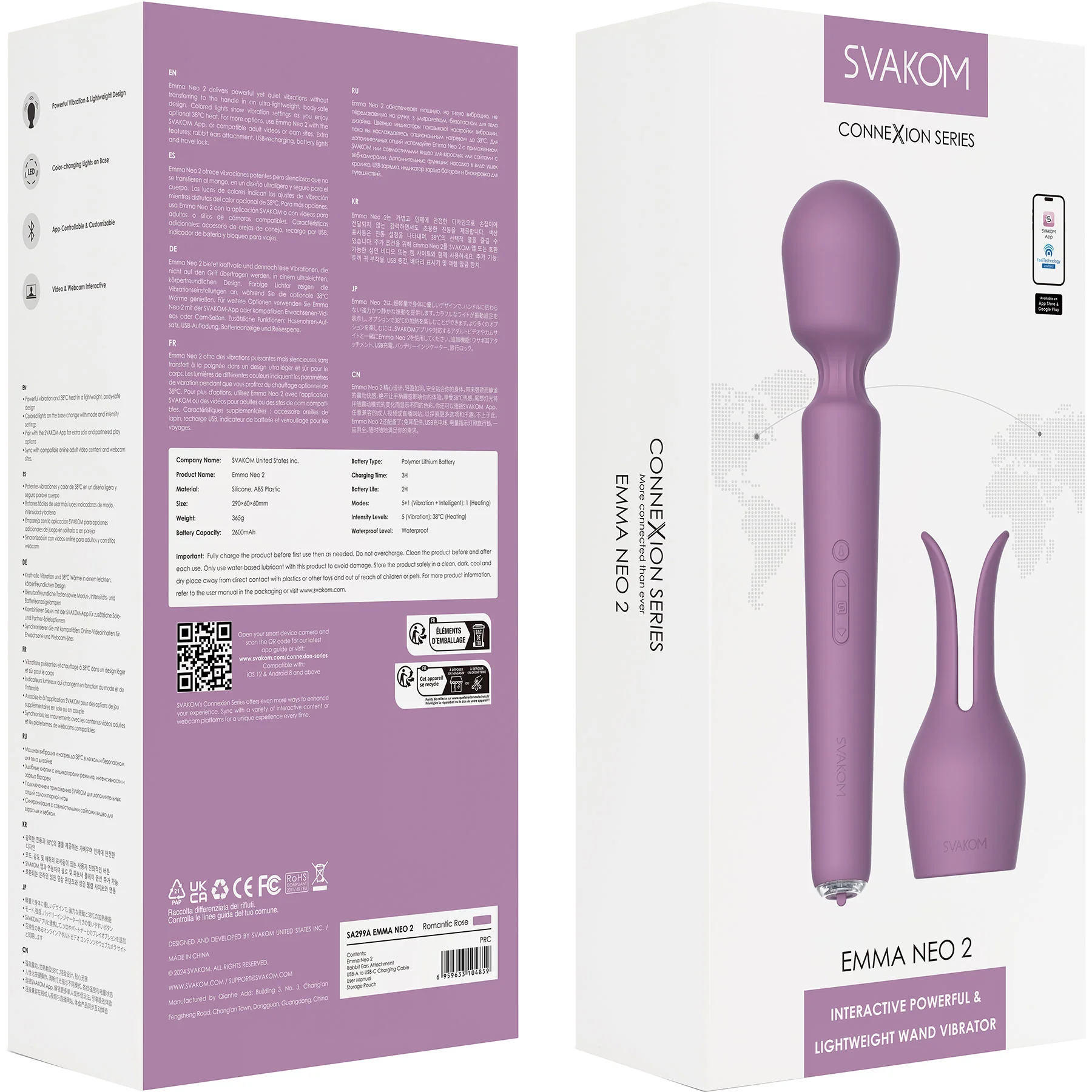 SVAKOM Emma Neo 2 Interactive App Enabled Warming Silicone Vibrator With Rabbit Ears - Image 19