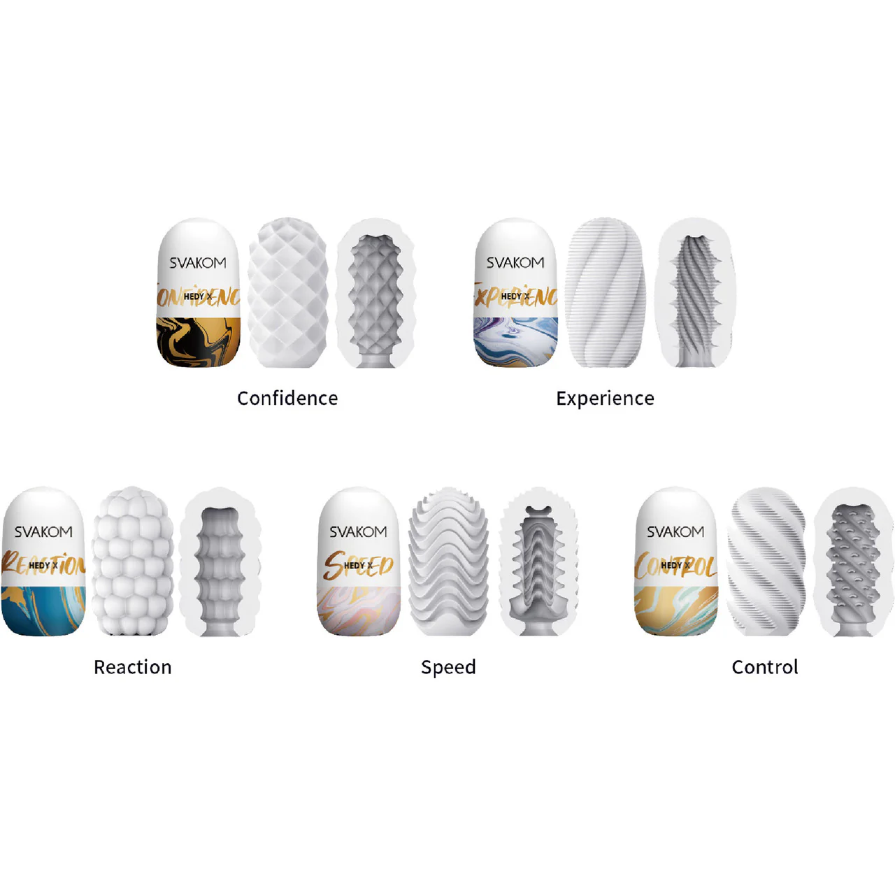SVAKOM Hedy X Stroking Sleeve Penis Masturbator 5 Piece Variety Pack - Image 9