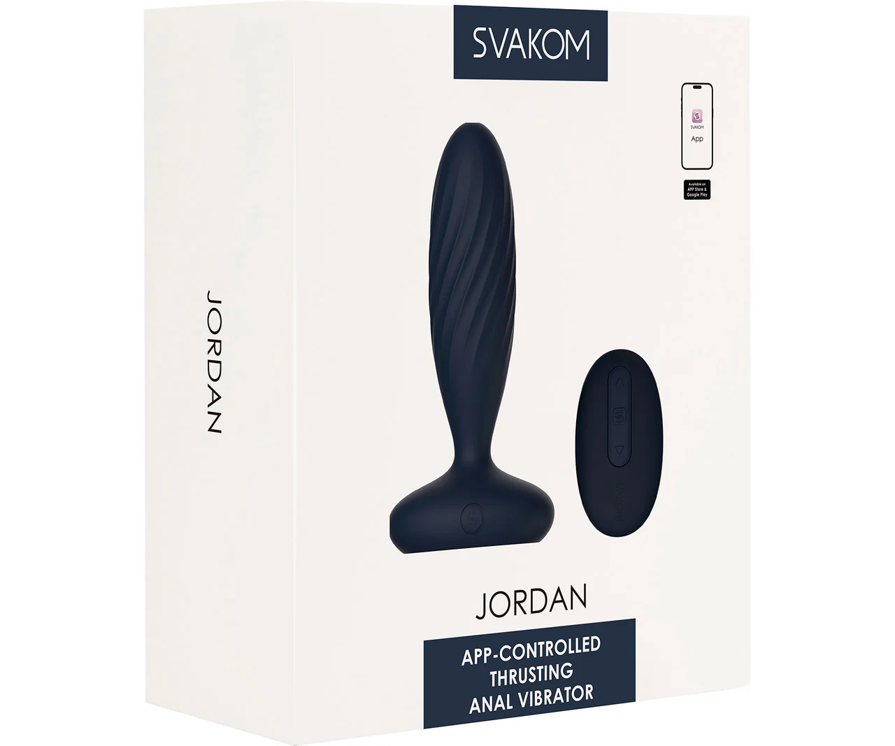 SVAKOM Jordan App Enabled Silicone Thrusting & Vibrating Anal Plug With Remote - Navy Blue - Image 11