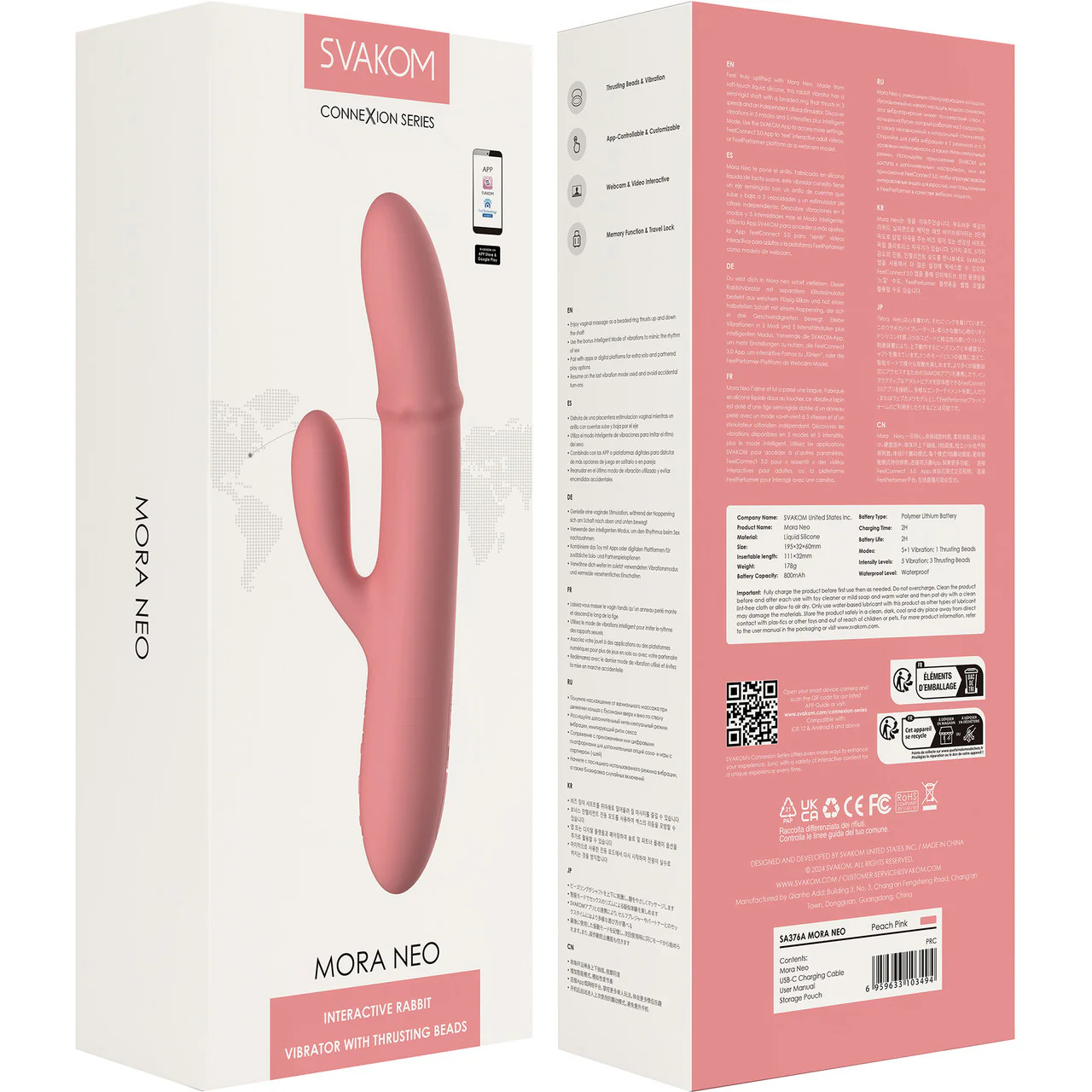 SVAKOM Mora Neo Rechargeable Silicone App Enabled Dual Stimulation Vibrator With Thrusting Beads - Image 17