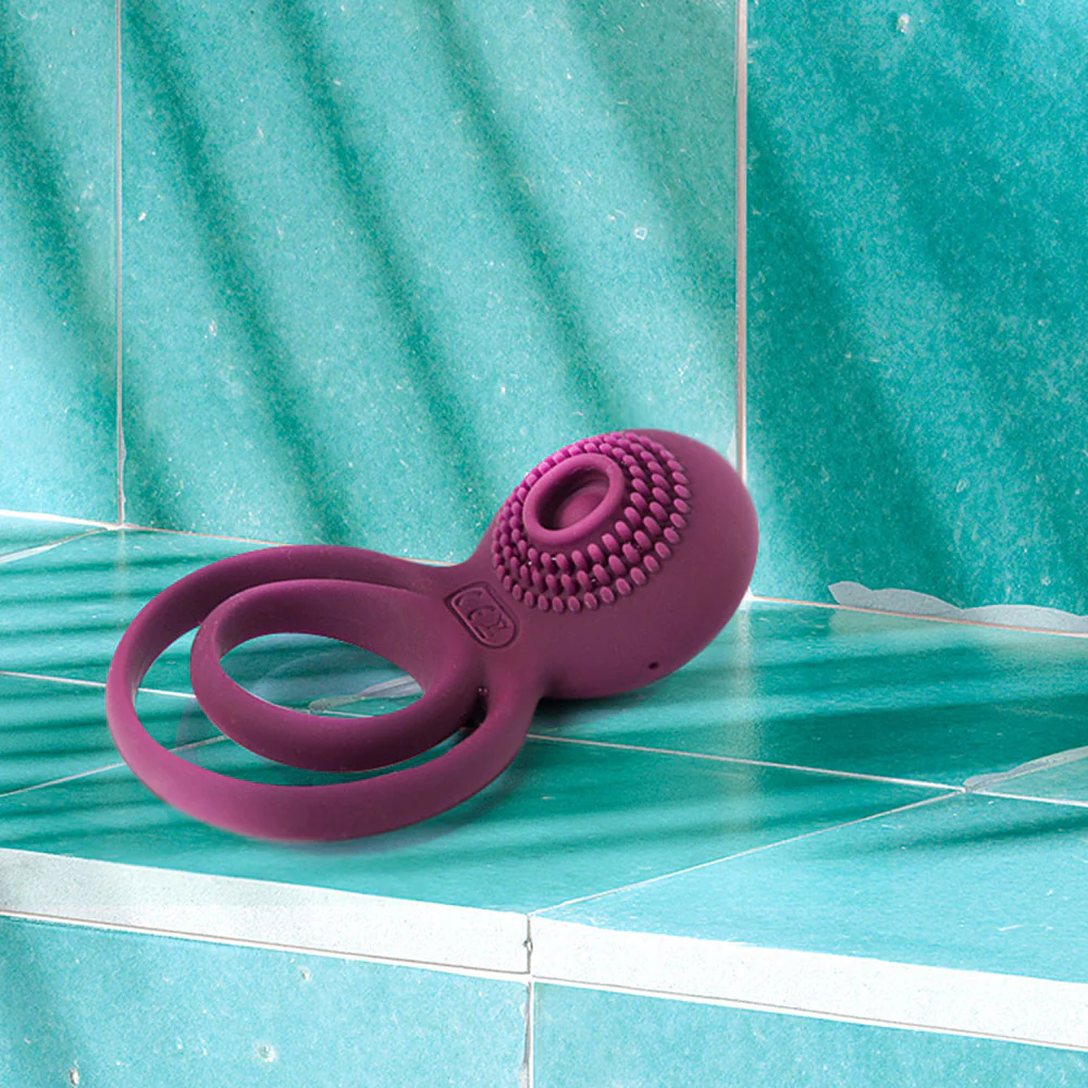SVAKOM Tammy Double Ring Couples Vibrator Rechargeable Waterproof Silicone Cock & Balls Ring - Violet - Image 11