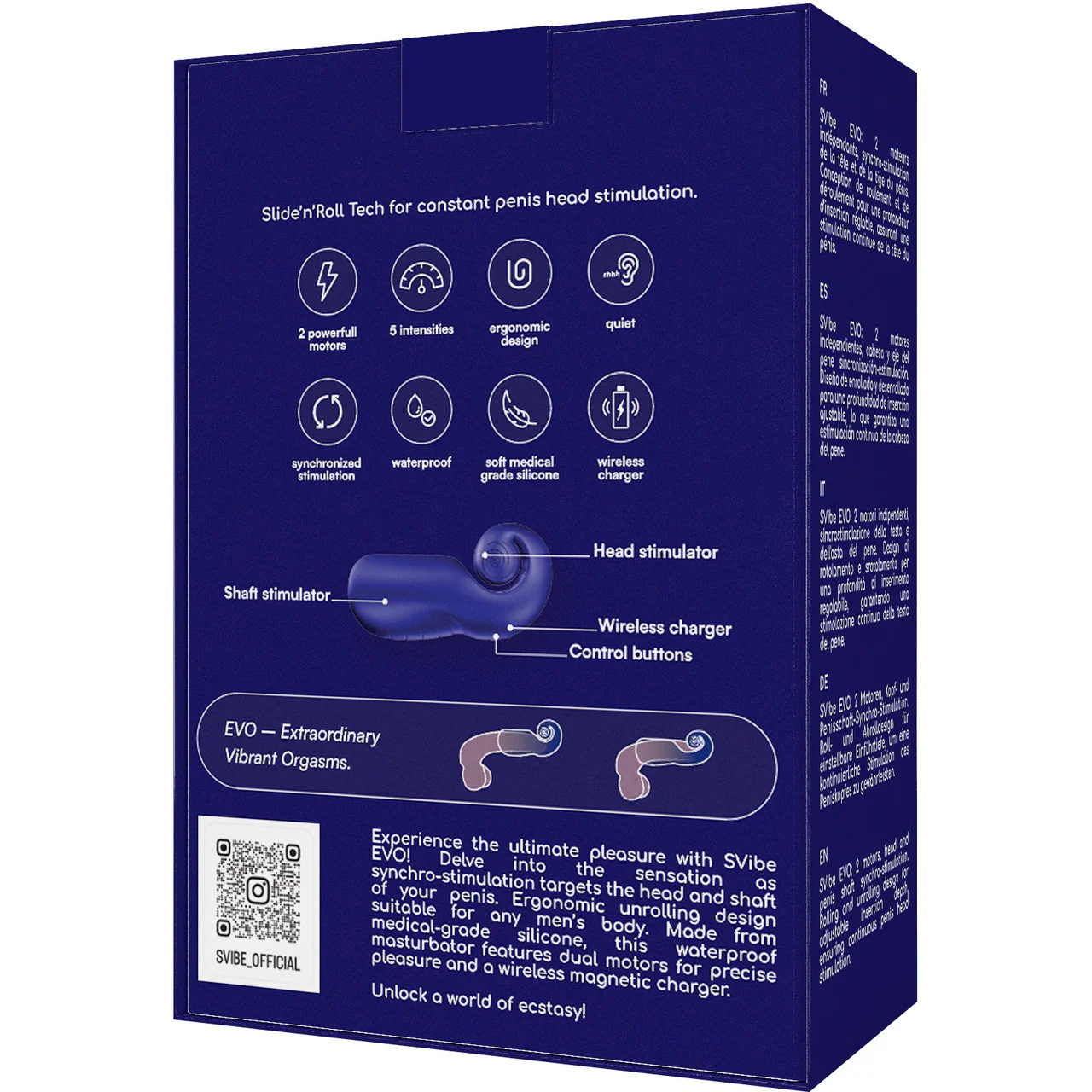 SVibe Snail EVO Silicone Penis Masturbator With Synchronized Head & Shaft Vibrations - Navy - Image 11