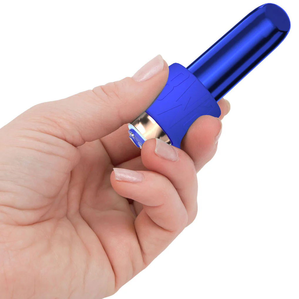 Swan Maximum Rechargeable Waterproof Bullet Vibrator With Silicone Comfy Cuff – Blue - Image 7