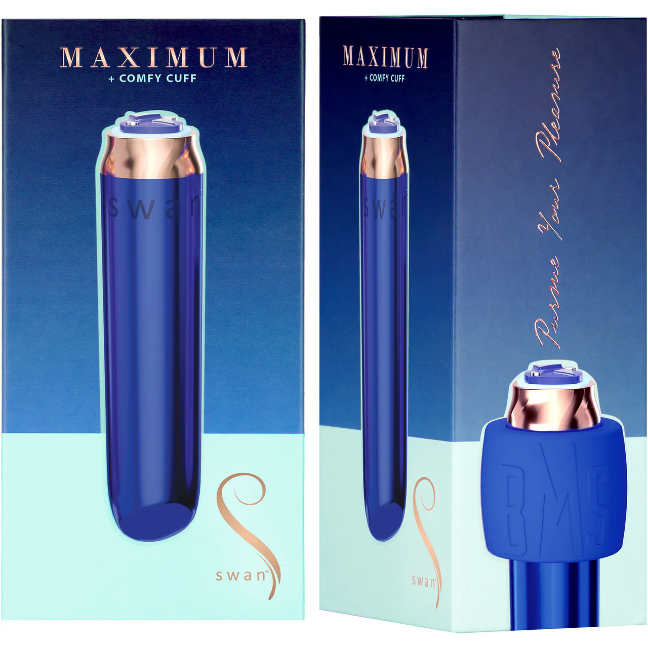 Swan Maximum Rechargeable Waterproof Bullet Vibrator With Silicone Comfy Cuff – Blue - Image 8