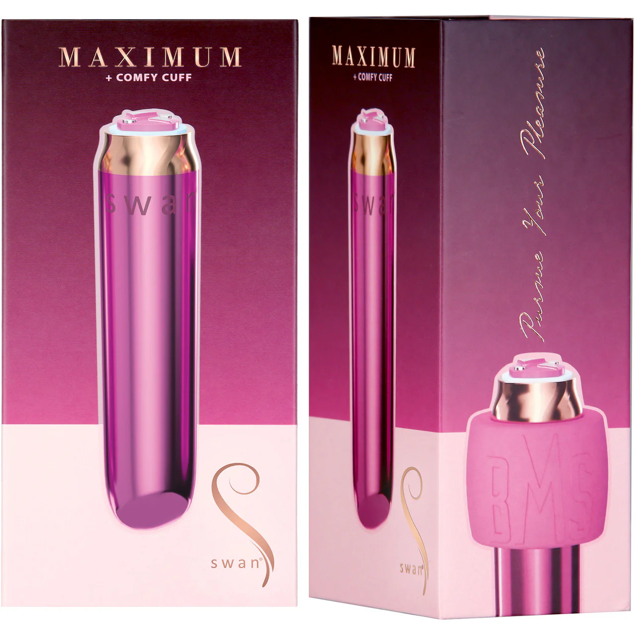 Swan Maximum Rechargeable Waterproof Bullet Vibrator With Silicone Comfy Cuff – Pink - Image 8