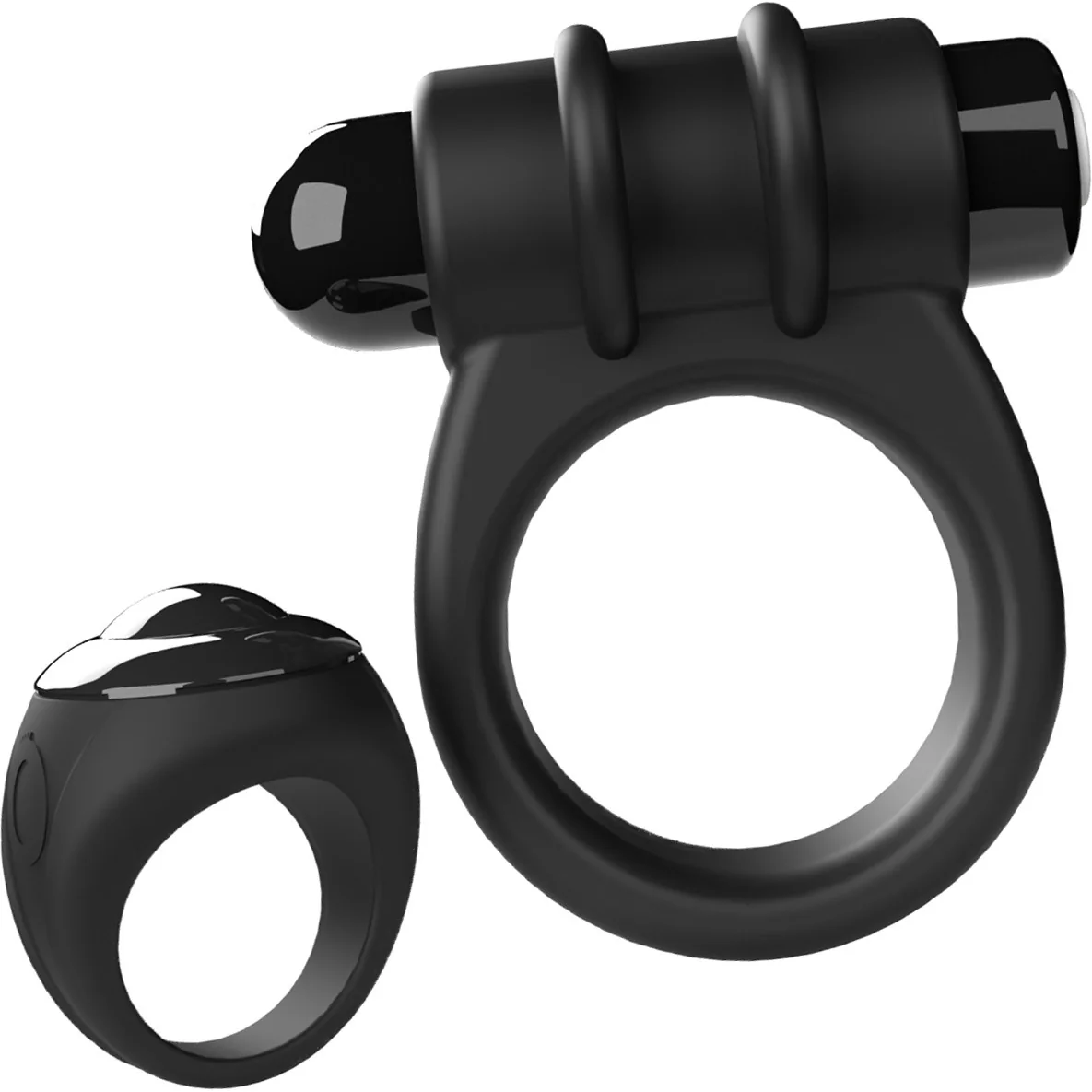 Switch Rechargeable Vibrating Silicone Cock Ring With Remote By Screaming O - Black - Image 2
