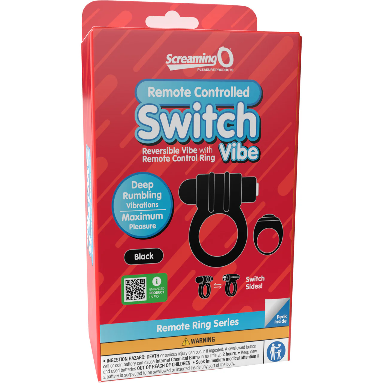 Switch Rechargeable Vibrating Silicone Cock Ring With Remote By Screaming O - Black - Image 5