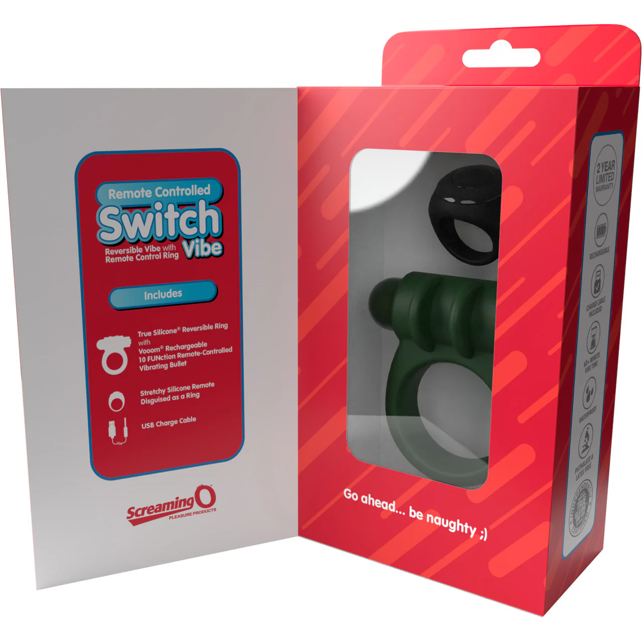 Switch Rechargeable Vibrating Silicone Cock Ring With Remote By Screaming O - Green - Image 4