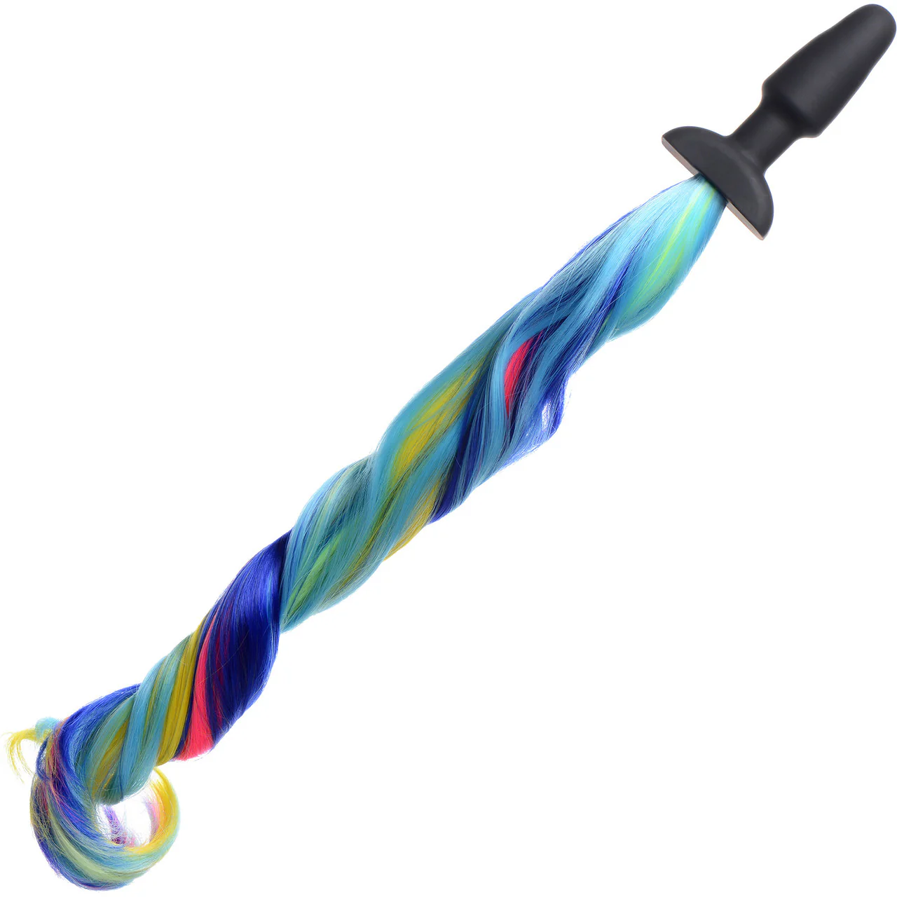 Tailz Black Silicone Anal Plug With Rainbow Pony Faux Fur Tail - Image 3