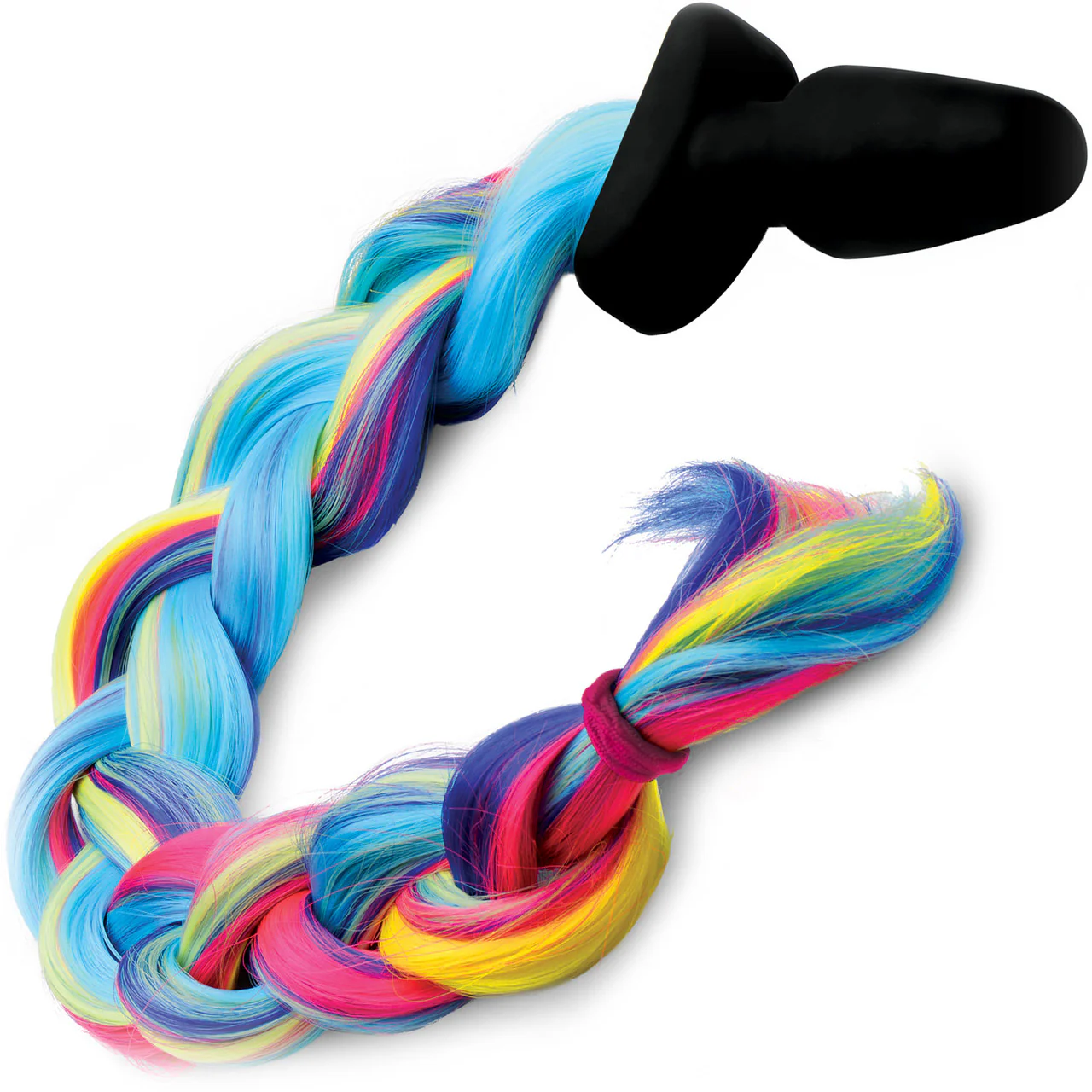 Tailz Black Silicone Anal Plug With Rainbow Pony Faux Fur Tail - Image 5