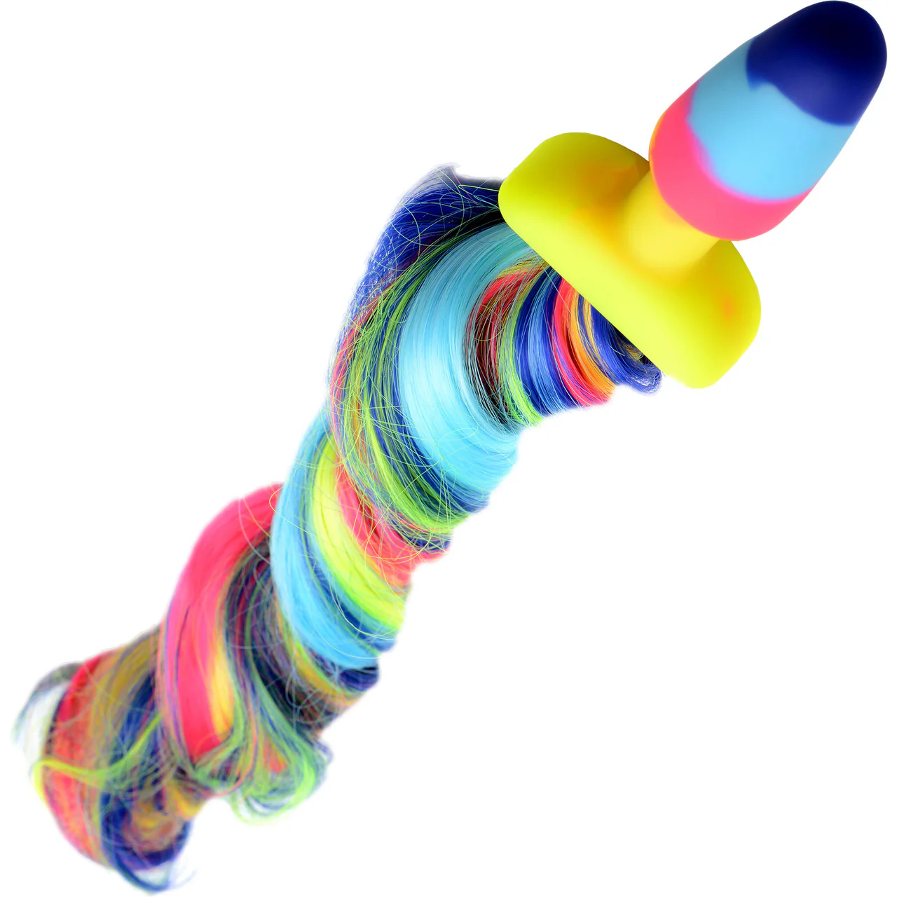 Tailz Rainbow Silicone Anal Plug With Unicorn Faux Fur Tail - Image 3