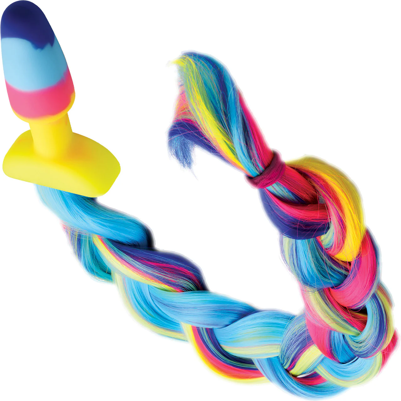 Tailz Rainbow Silicone Anal Plug With Unicorn Faux Fur Tail - Image 5