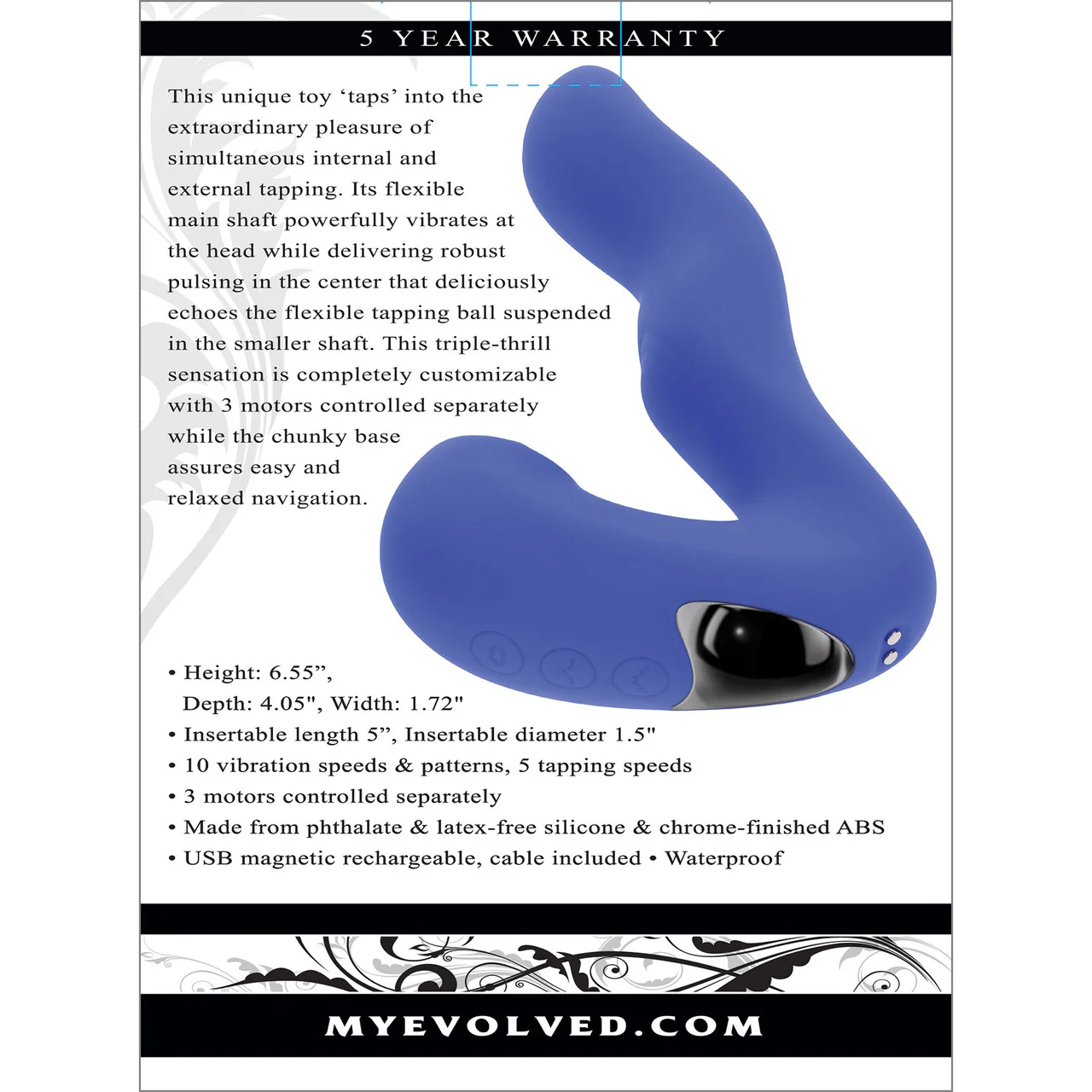 Tappity Tap Rechargeable Waterproof Silicone Dual Stimulation Vibrator By Evolved Novelties - Image 18