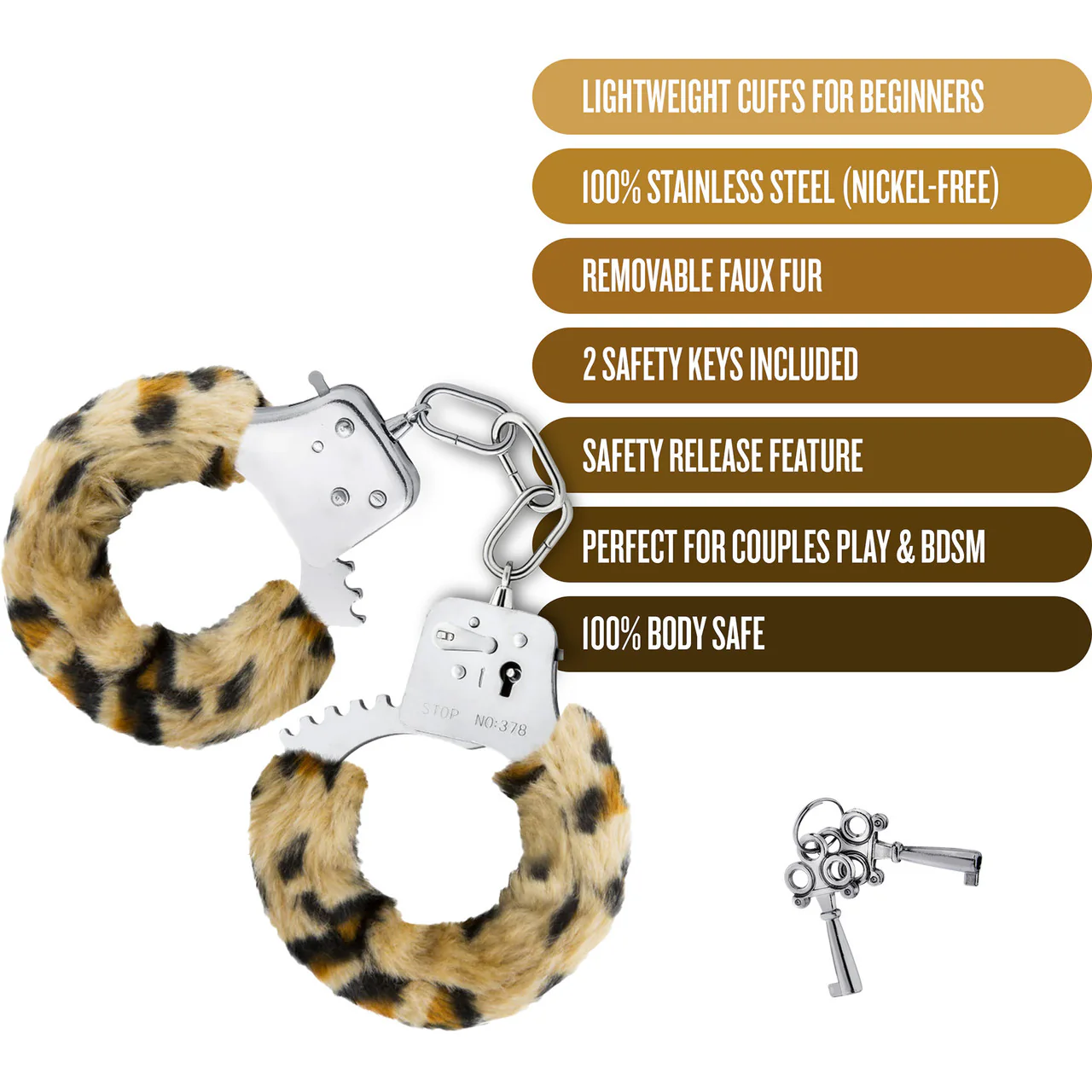 Temptasia Beginner Cuffs By Blush - Leopard Faux Fur - Image 5