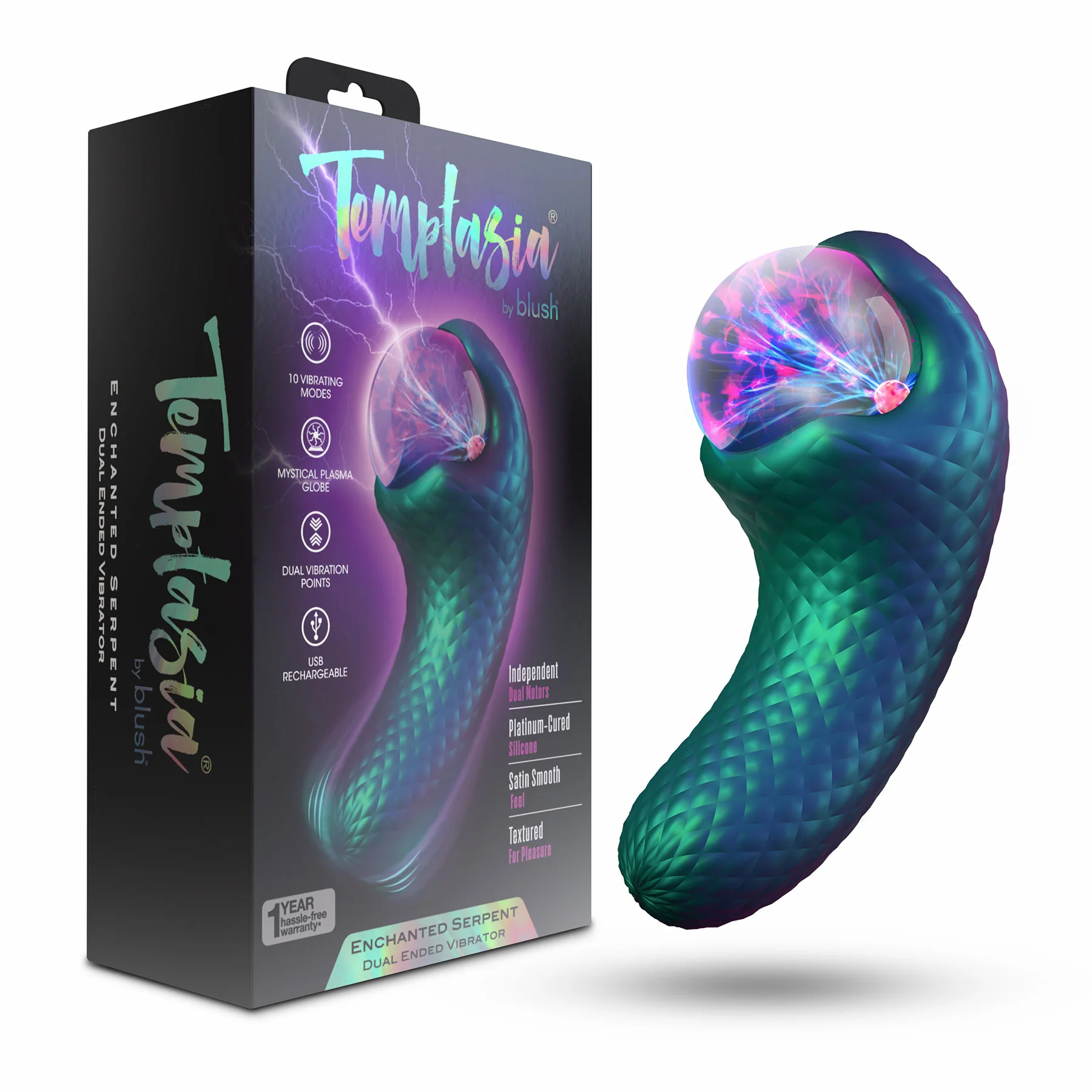 Temptasia By Blush Enchanted Serpent Pulse Vibrator With Mystical Plasma Globe - Dark Millenia - Image 15