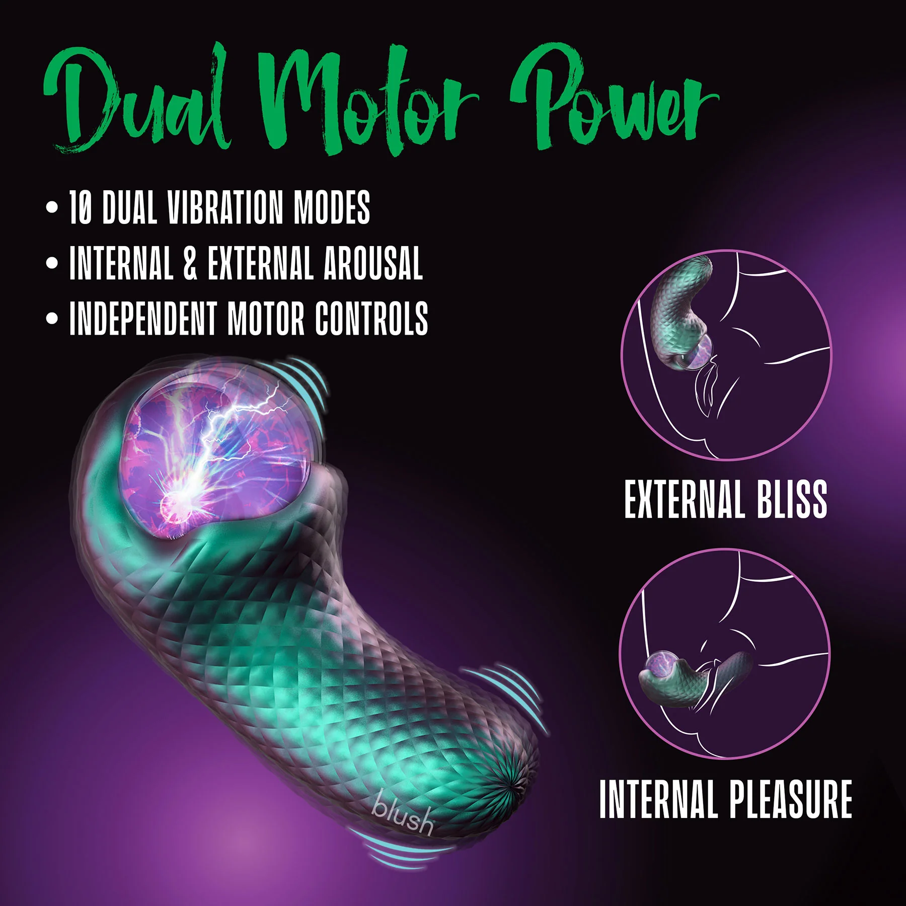 Temptasia By Blush Enchanted Serpent Pulse Vibrator With Mystical Plasma Globe - Dark Millenia - Image 6