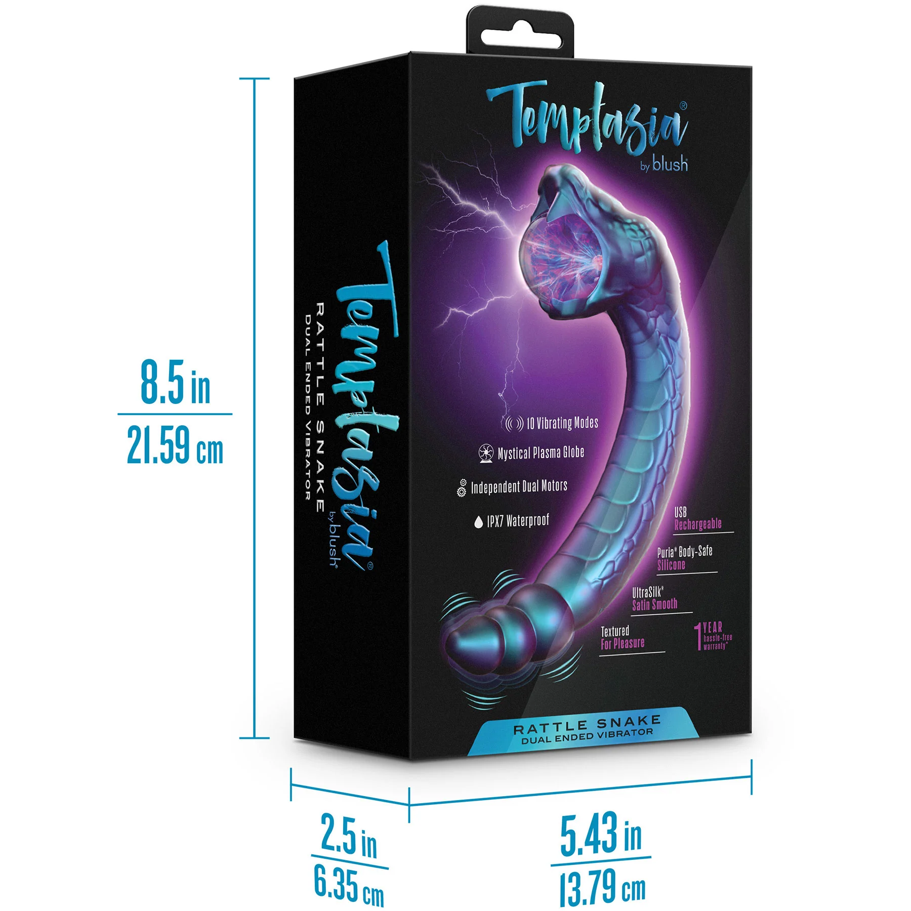 Temptasia By Blush Rattle Snake Pulse Vibrator With Mystical Plasma Globe - Dark Millenia - Image 15