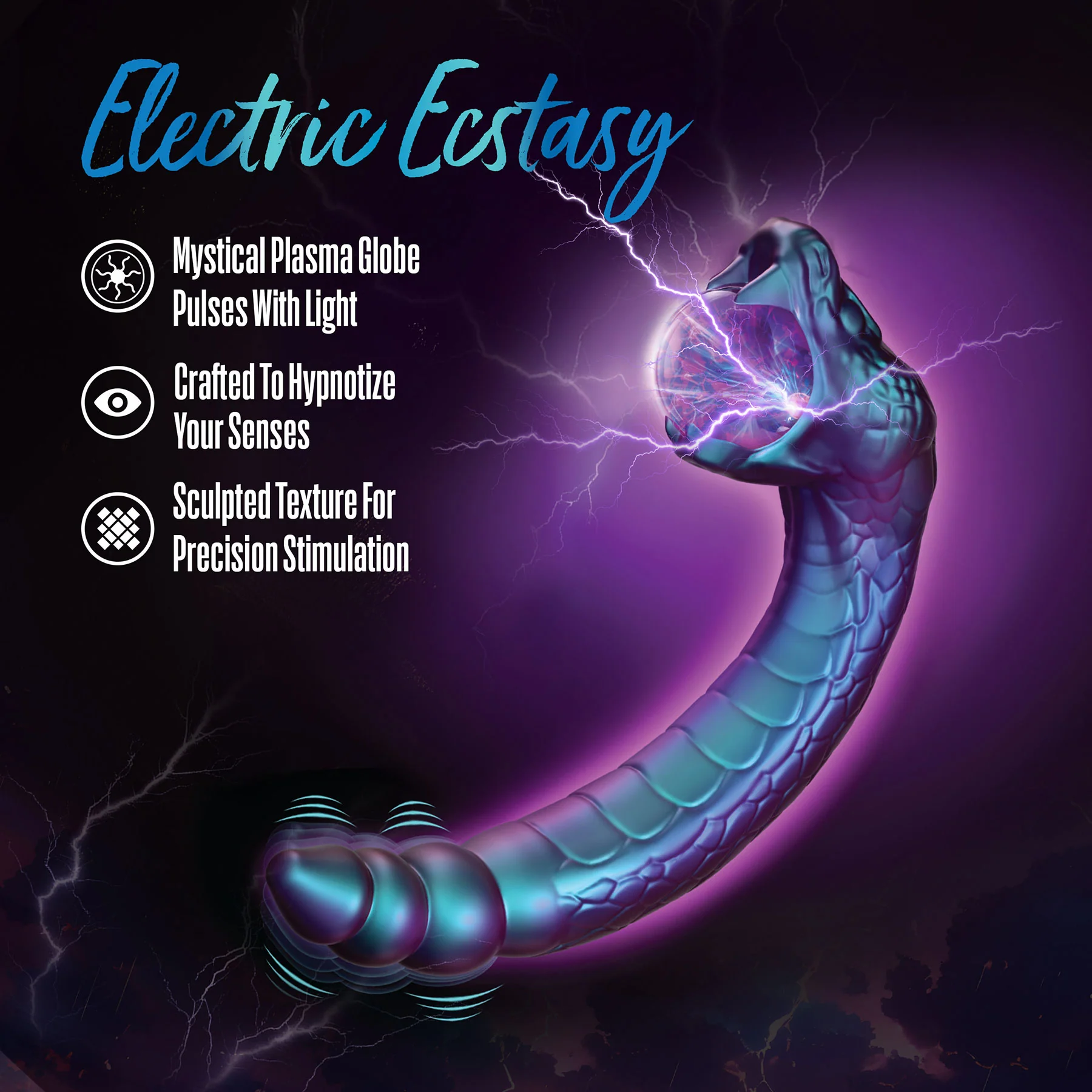 Temptasia By Blush Rattle Snake Pulse Vibrator With Mystical Plasma Globe - Dark Millenia - Image 2