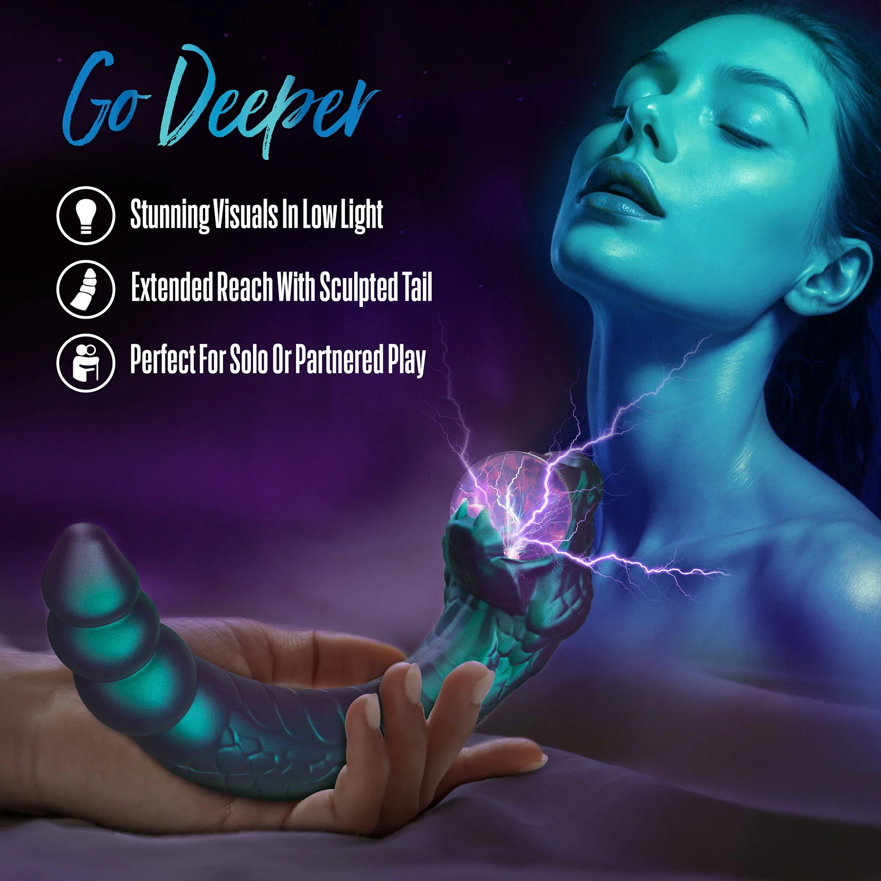 Temptasia By Blush Rattle Snake Pulse Vibrator With Mystical Plasma Globe - Dark Millenia - Image 4
