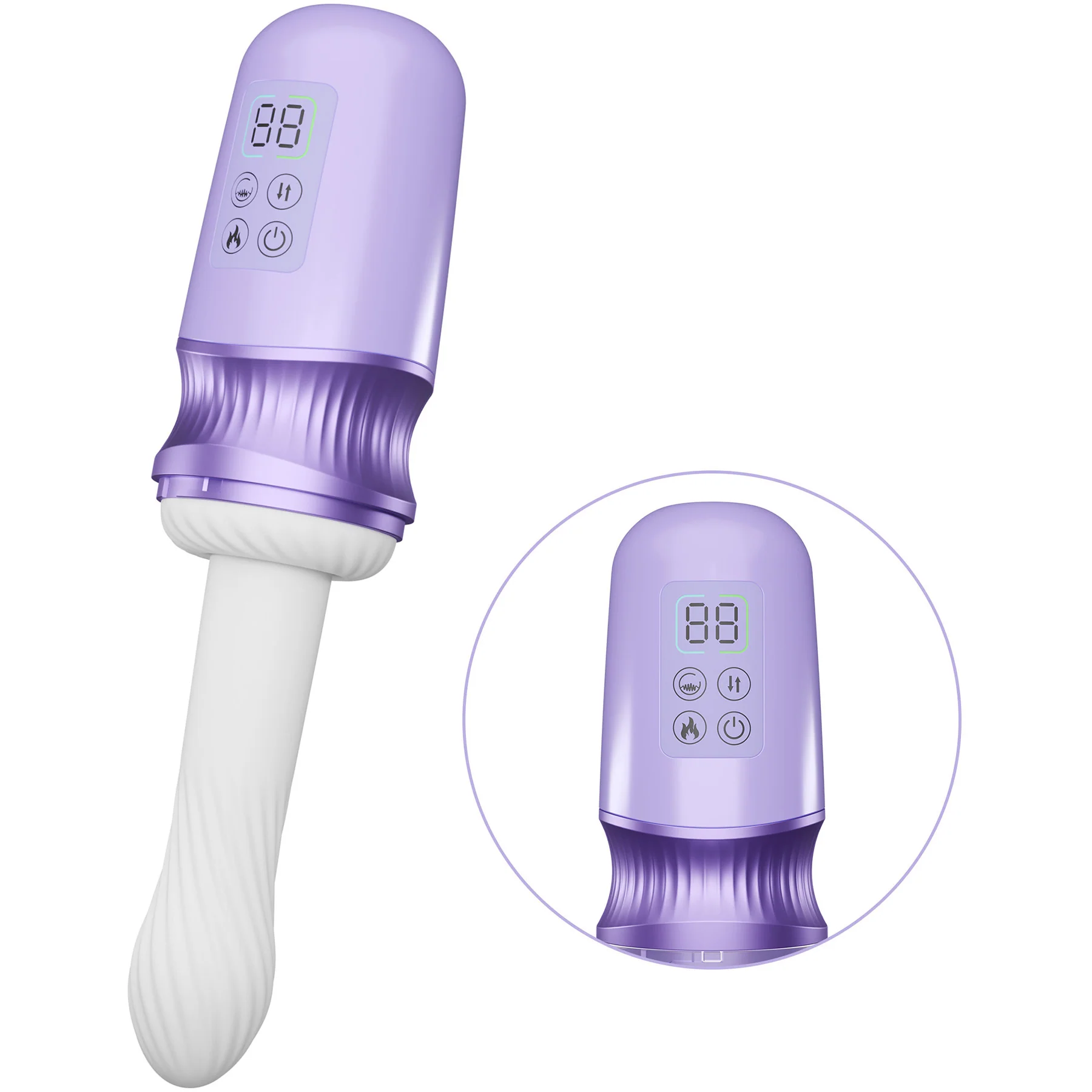 Temptasia Violet Vixen Warming & Thrusting Silicone Vibrating Dildo With Suction Cup Mount - Image 10